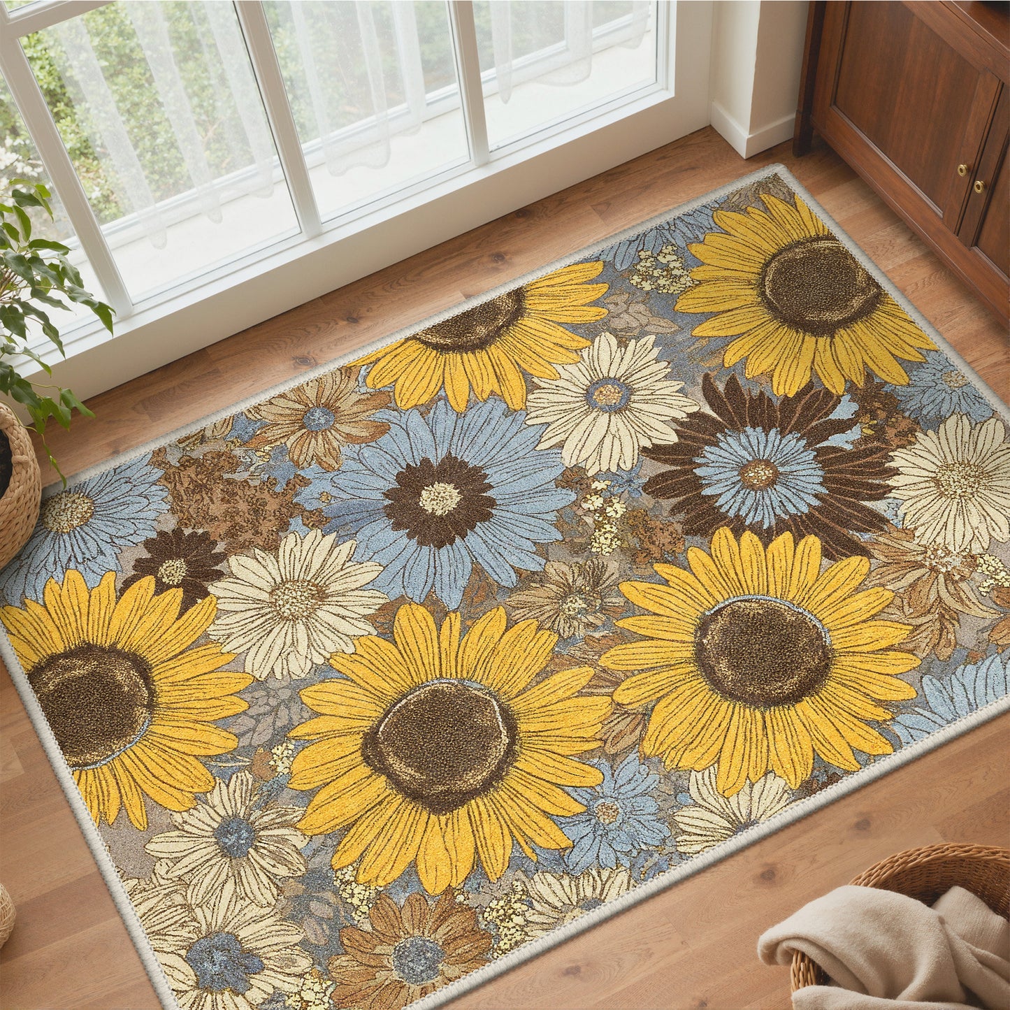 KUETH Area Rugs Machine Washable Rugs for Living Room, Non Slip Throw Rug with Rubber Backing, Rug for Entryway、Bedroom、Kitchen、Floor and Dining Room