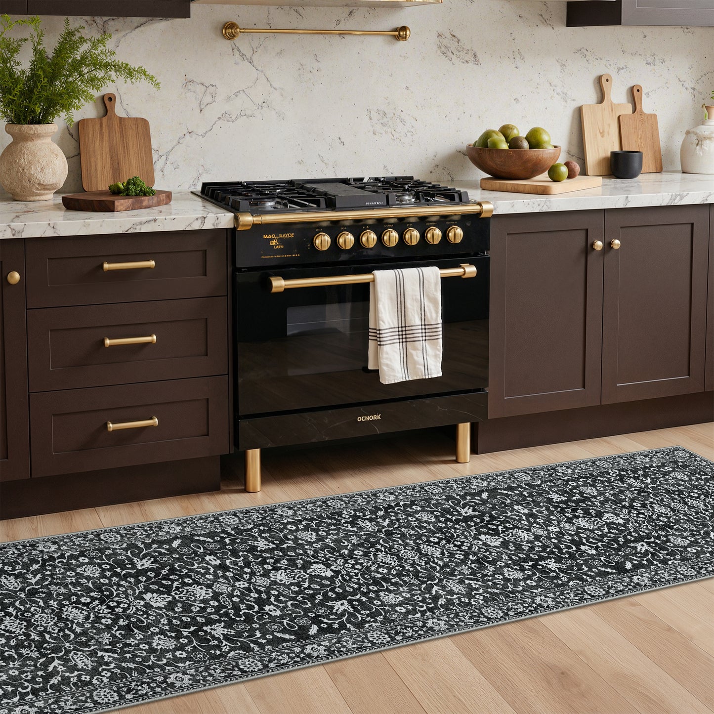 KUETH 8X10 Vintage Area Rugs Machine Washable Rugs for Living Room, Non Slip Flat Pile Rug with Rubber Backing, Boho Rug for Entryway Bedroom Dining Room Home Office
