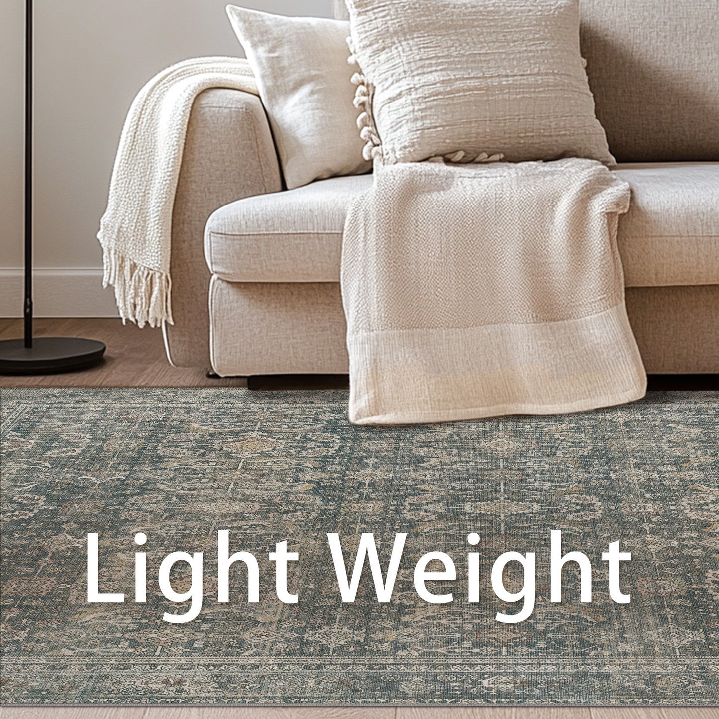 KUETH 5x7 Area Rugs for Living Room Bedroom, Machine Washable Stain Resistant Non-Shed Carpet,, Low Pile Mat with Non Slip Backing