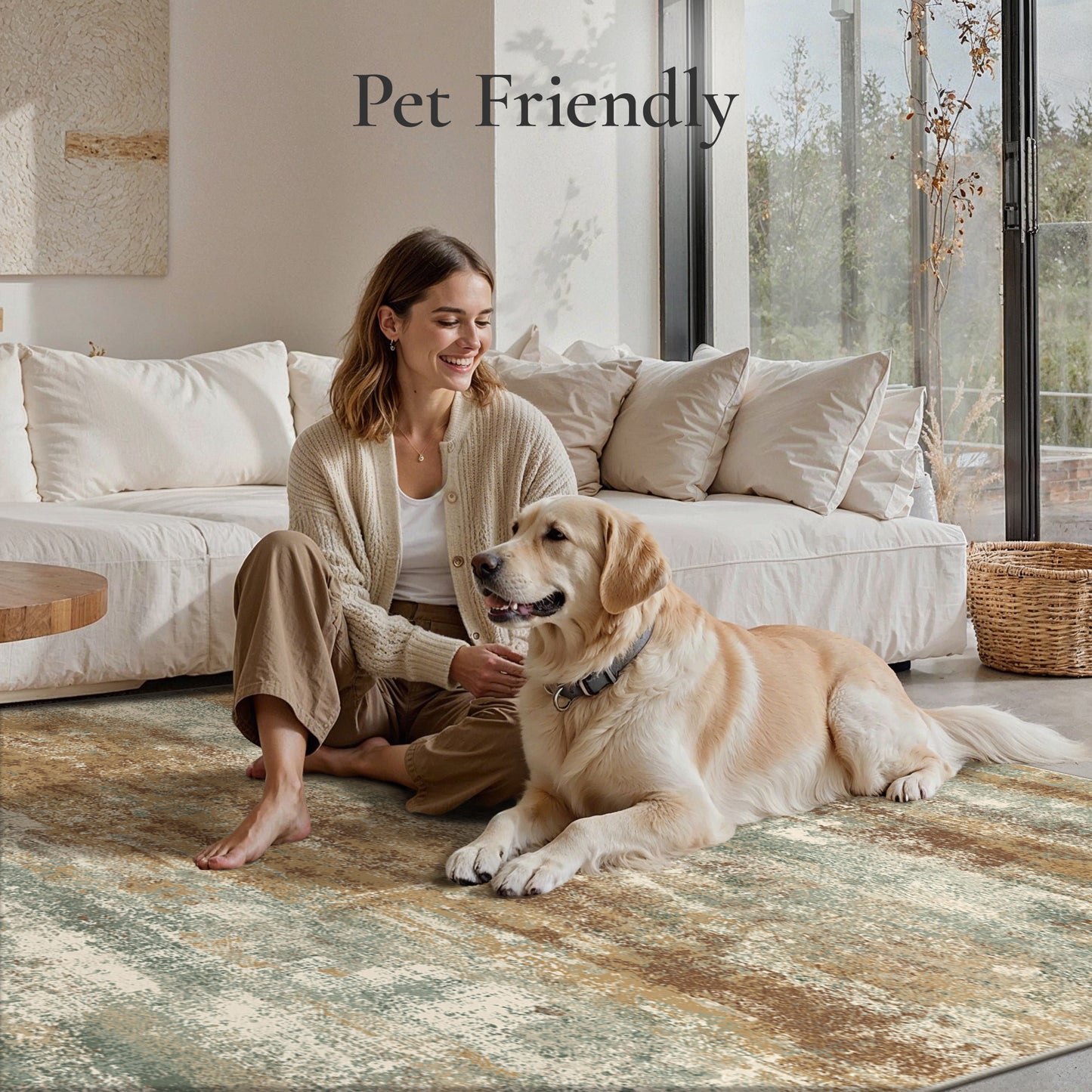 KUETH 6X9 Area Rugs Machine Washable Rugs for Living Room, Non Slip Throw Rug with Rubber Backing, Rug for Entryway、Bedroom、Kitchen、Floor and Dining Room