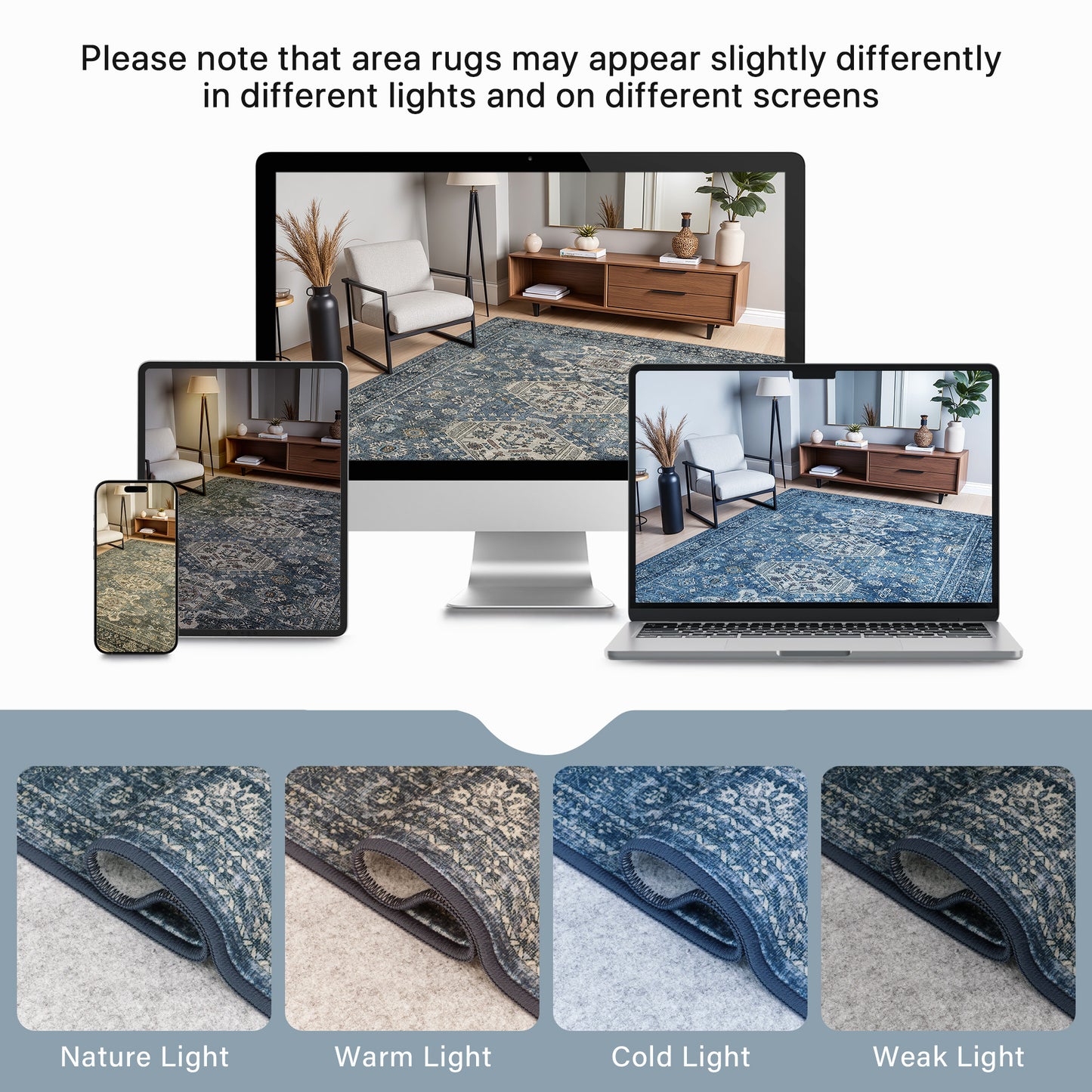 KUETH Area Rugs Machine Washable Rugs for Living Room, Non Slip Throw Rug with Rubber Backing, Rug for Entryway、Bedroom、Kitchen、Floor and Dining Room