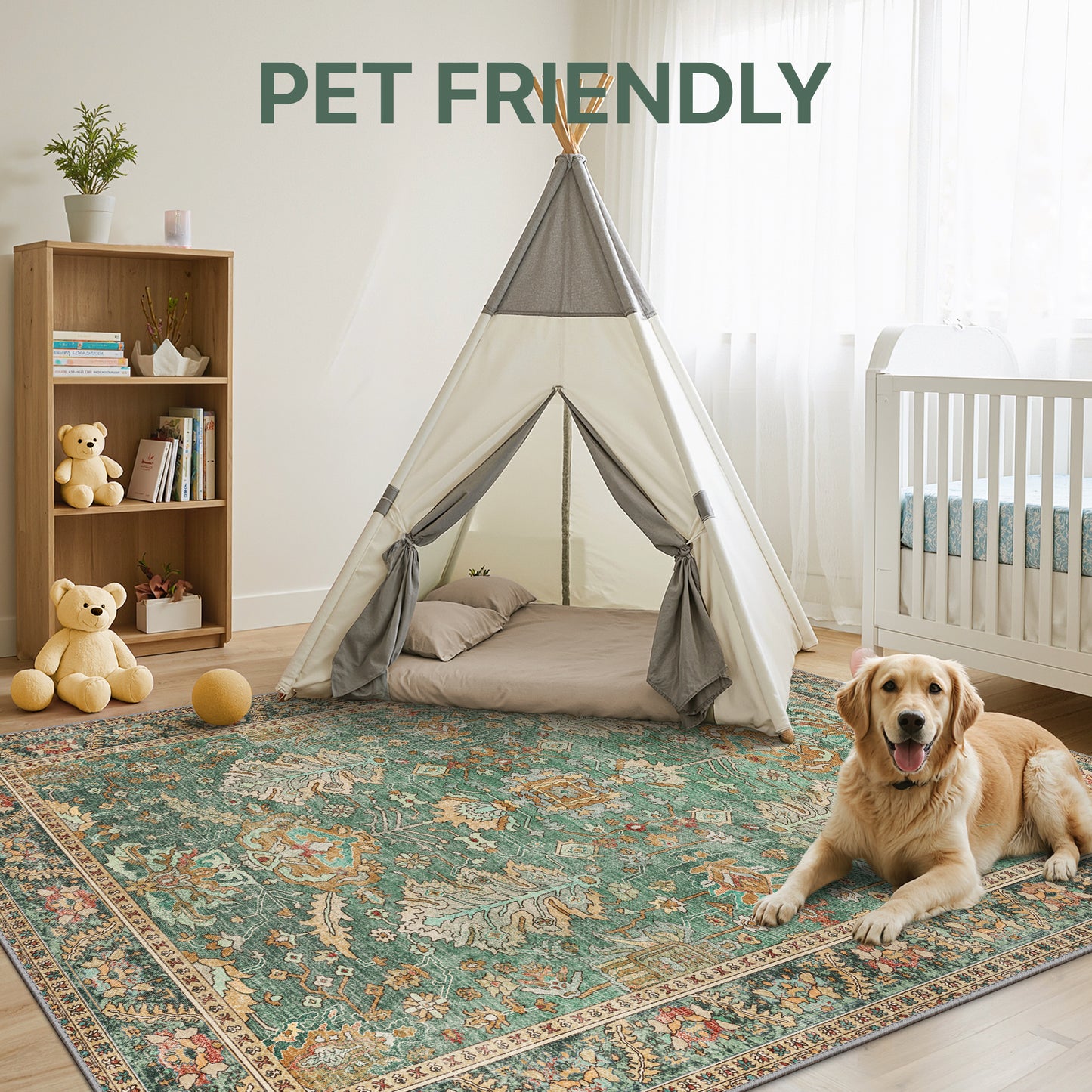 KUETH Area Rugs Machine Washable Rugs for Living Room, Non Slip Throw Rug with Rubber Backing, Rug for Entryway、Bedroom、Kitchen、Floor and Dining Room