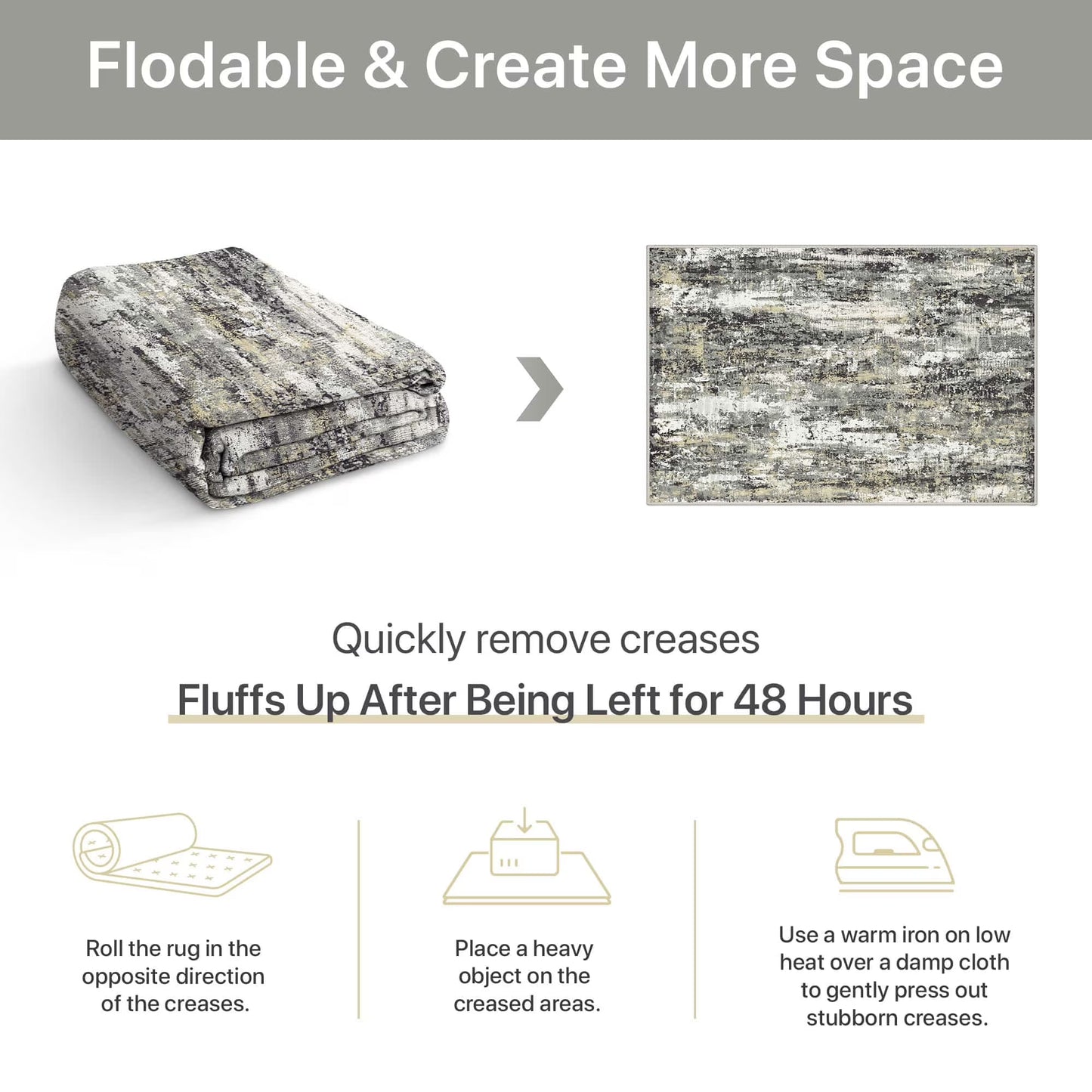 KUETH 3×5 Area Rug Washable for Living Room, Large Black Print Pattern Modern Abstract Soft Non Slip Low Pile Indoor Rug, Bedroom, Dinning Room