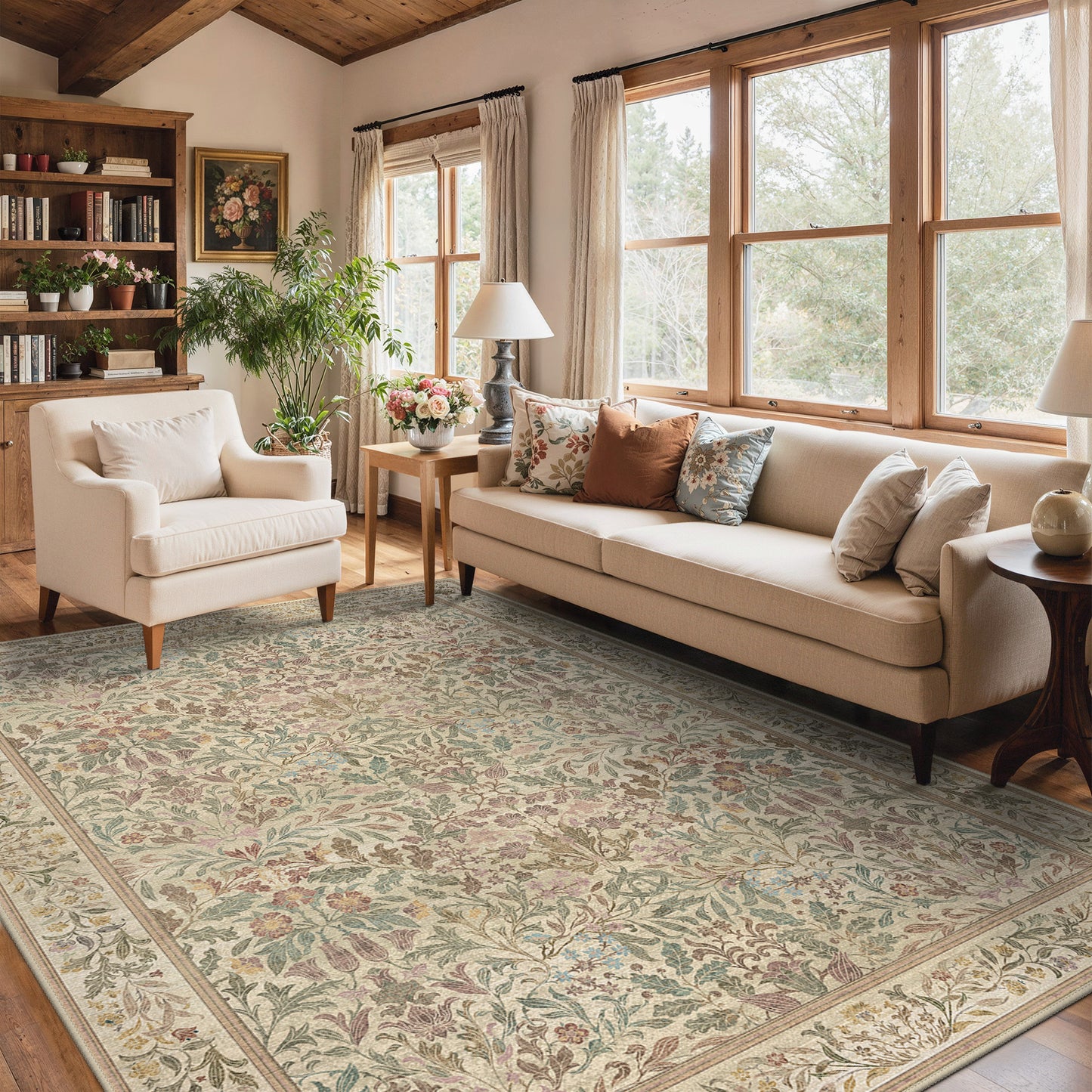 KUETH Area Rugs Machine Washable Rugs for Living Room, Non Slip Throw Rug with Rubber Backing, Rug for Entryway、Bedroom、Kitchen、Floor and Dining Room
