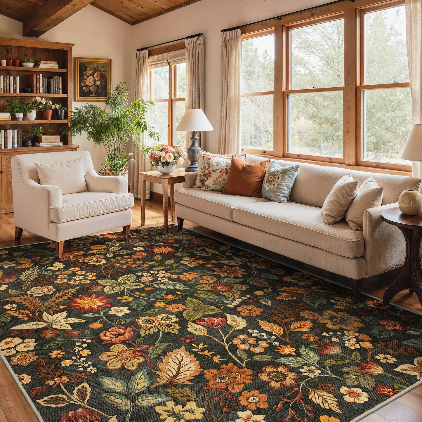 KUETH Area Rugs Machine Washable Rugs for Living Room, Non Slip Throw Rug with Rubber Backing, Rug for Entryway、Bedroom、Kitchen、Floor and Dining Room