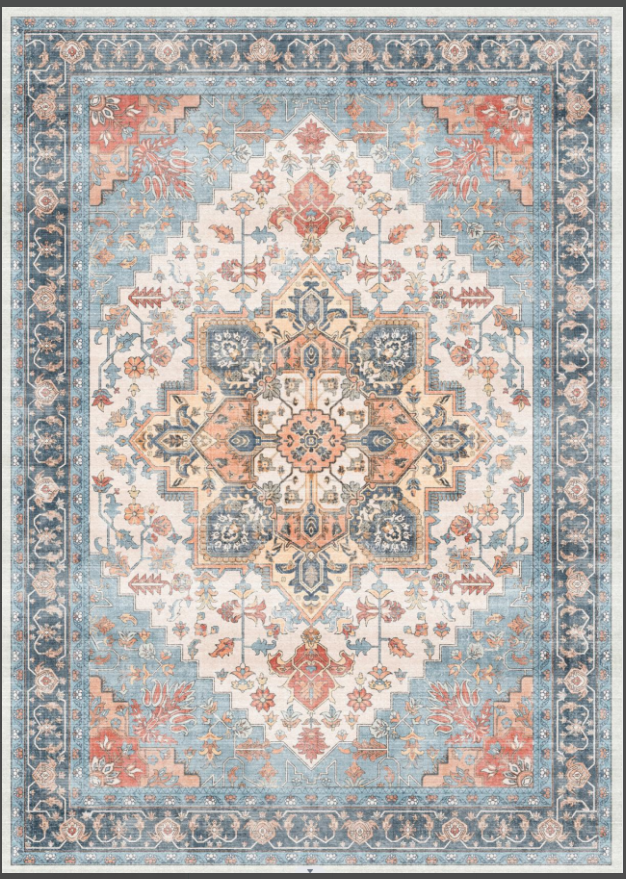 KUETH 8x10 Area Rugs for Living Room Bedroom, Machine Washable Rug Stain Resistant Non-Shed Carpet, Low Pile Mat with Non Slip Backing