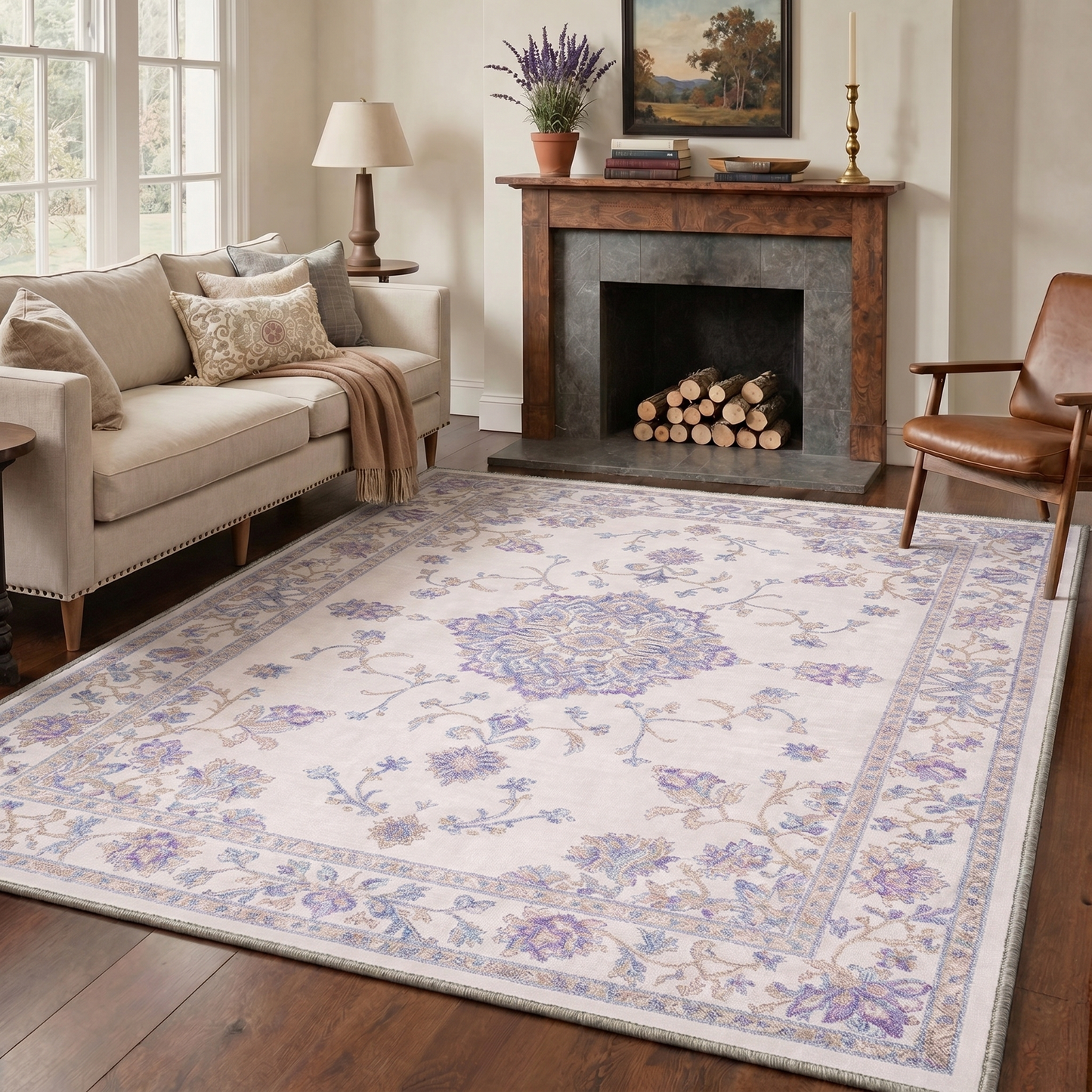 KUETH Area Rugs Machine Washable Rugs for Living Room, Non Slip Throw Rug with Rubber Backing, Rug for Entryway、Bedroom、Kitchen、Floor and Dining Room
