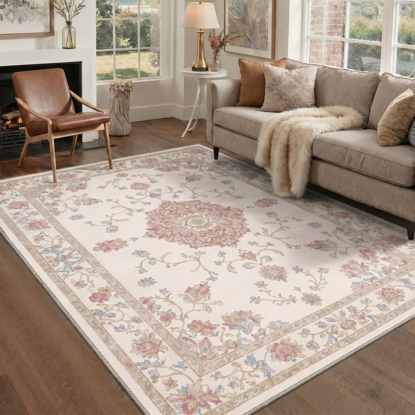 KUETH Area Rugs Machine Washable Rugs for Living Room, Non Slip Throw Rug with Rubber Backing, Rug for Entryway、Bedroom、Kitchen、Floor and Dining Room