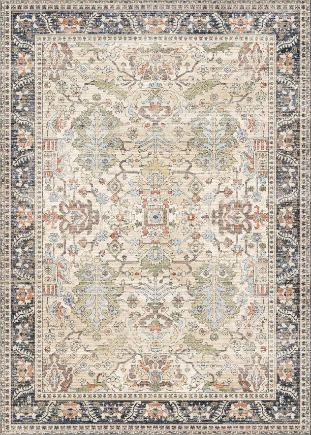 KUETH 8x10 Area Rugs for Living Room Bedroom, Machine Washable Stain Resistant Non-Shed Carpet,, Low Pile Mat with Non Slip Backing