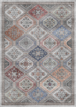 KUETH Area Rug Machine Washable Rug, Non Slip Indoor Vogue Area Rugs, Low Pile Soft Large Print Mat for Bedroom Dining Room Home Office and Hall, Gray
