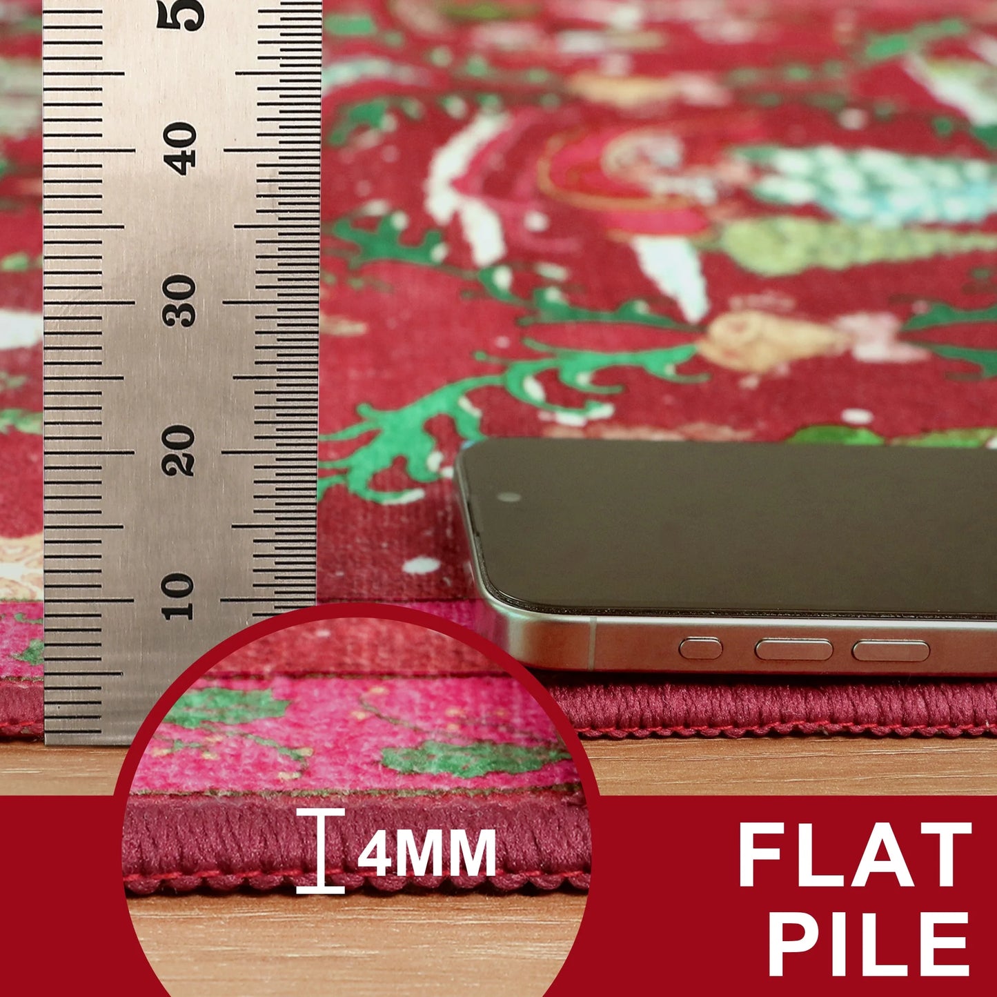 KUETH Christmas Area Rugs 3x5 Machine Washable Non Slip Red Rugs for Living Room Bedroom Home Decor
