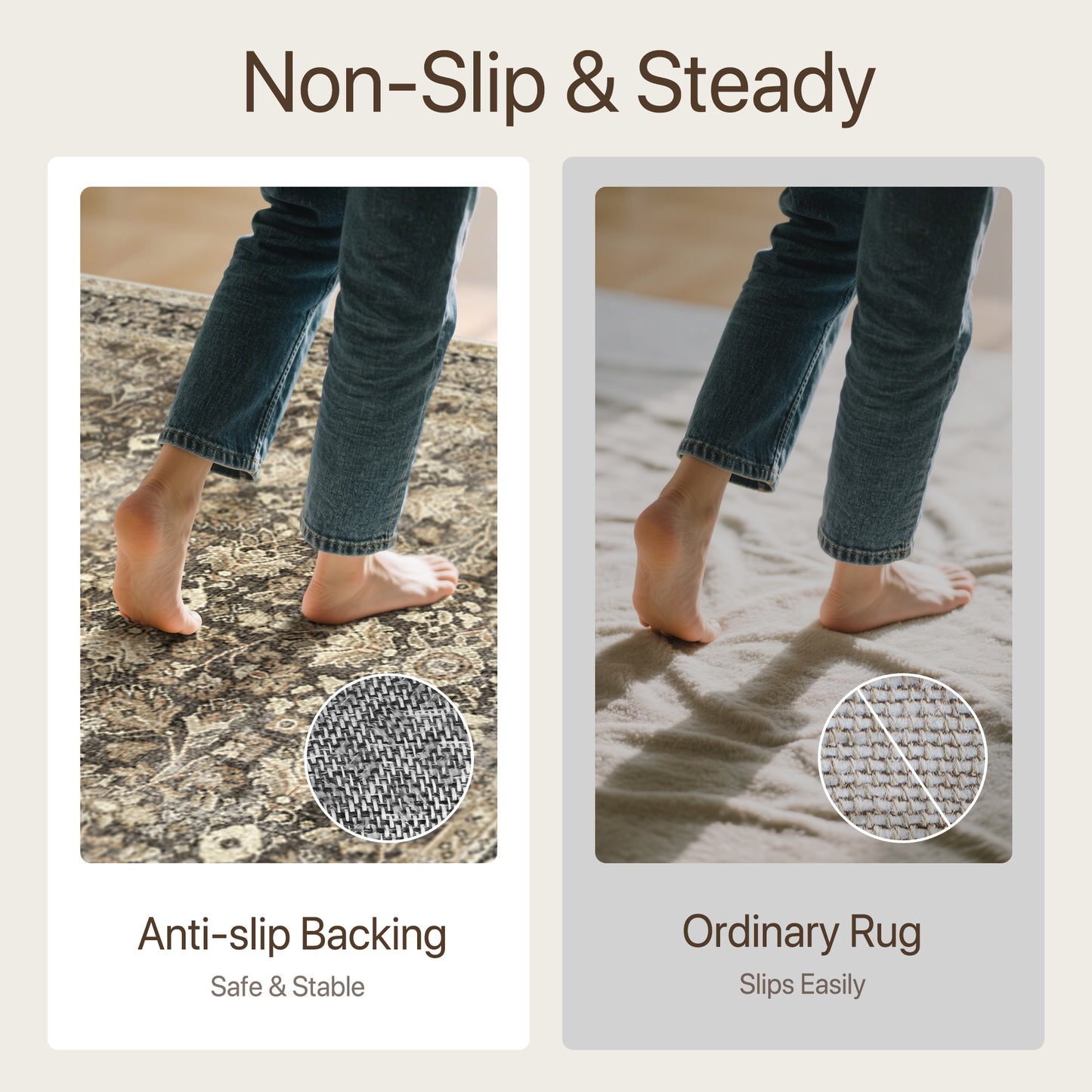 KUETH Modern 8x10 Area Rugs for Living Room, Non Slip Machine Washable Retro Rugs, Low Pile Chenille Print Rug for Bedroom, Dining Room, Home Office