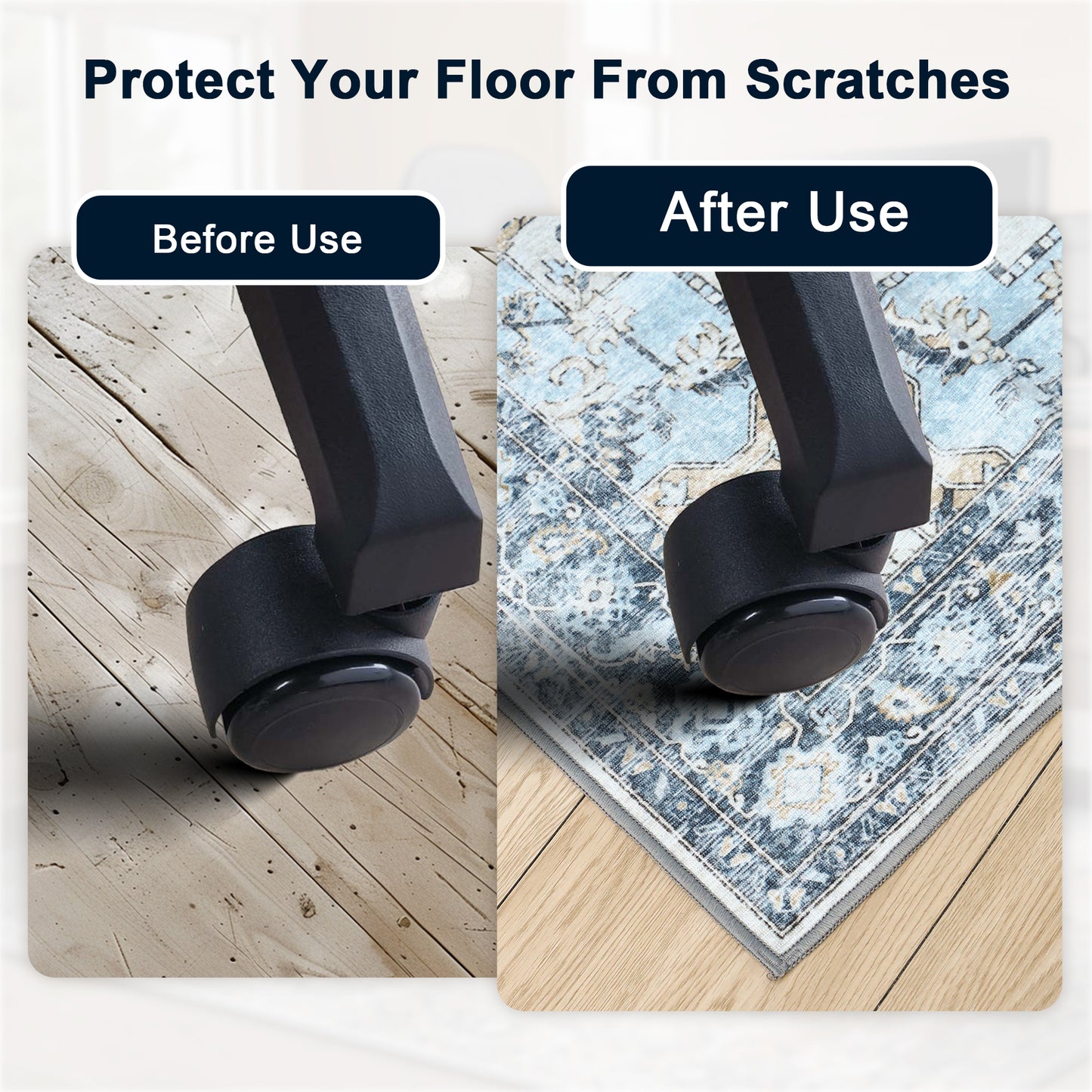 KUETH Protective Flooring Office Chair Mat for Hardwood Floor and Tile Floor, Heavy Duty Desk Chair Mat for Carpets, Anti Slip Office Floor Mats for Rolling Chairs, Low Pile Under Desk Rug
