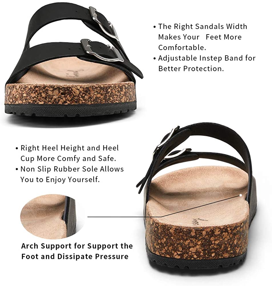 Women's Adjustable Cork Footbed Slippers | Jeossy