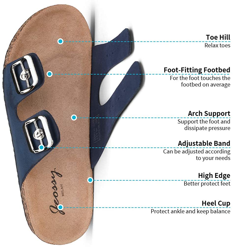 Women's Adjustable Cork Footbed Slippers | Jeossy