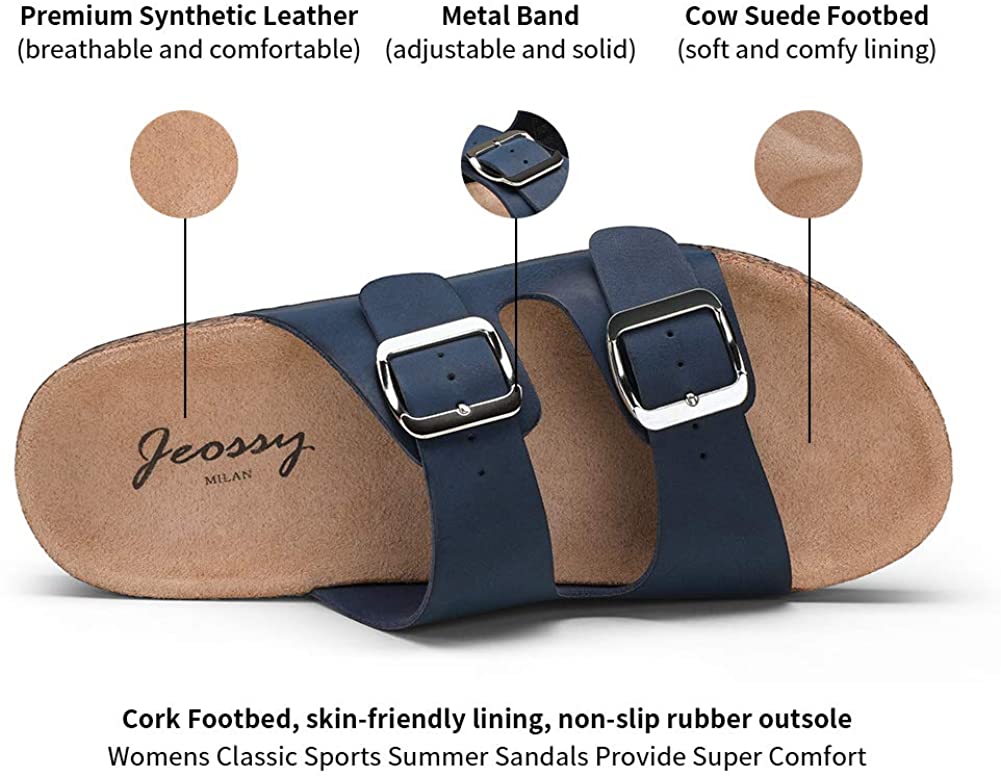 Women's Adjustable Cork Footbed Slippers | Jeossy