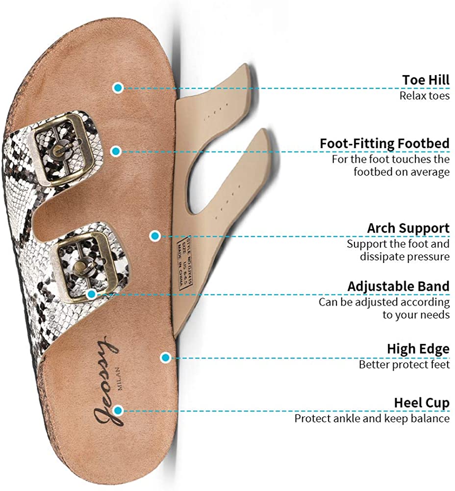 Women's Adjustable Cork Footbed Slippers | Jeossy