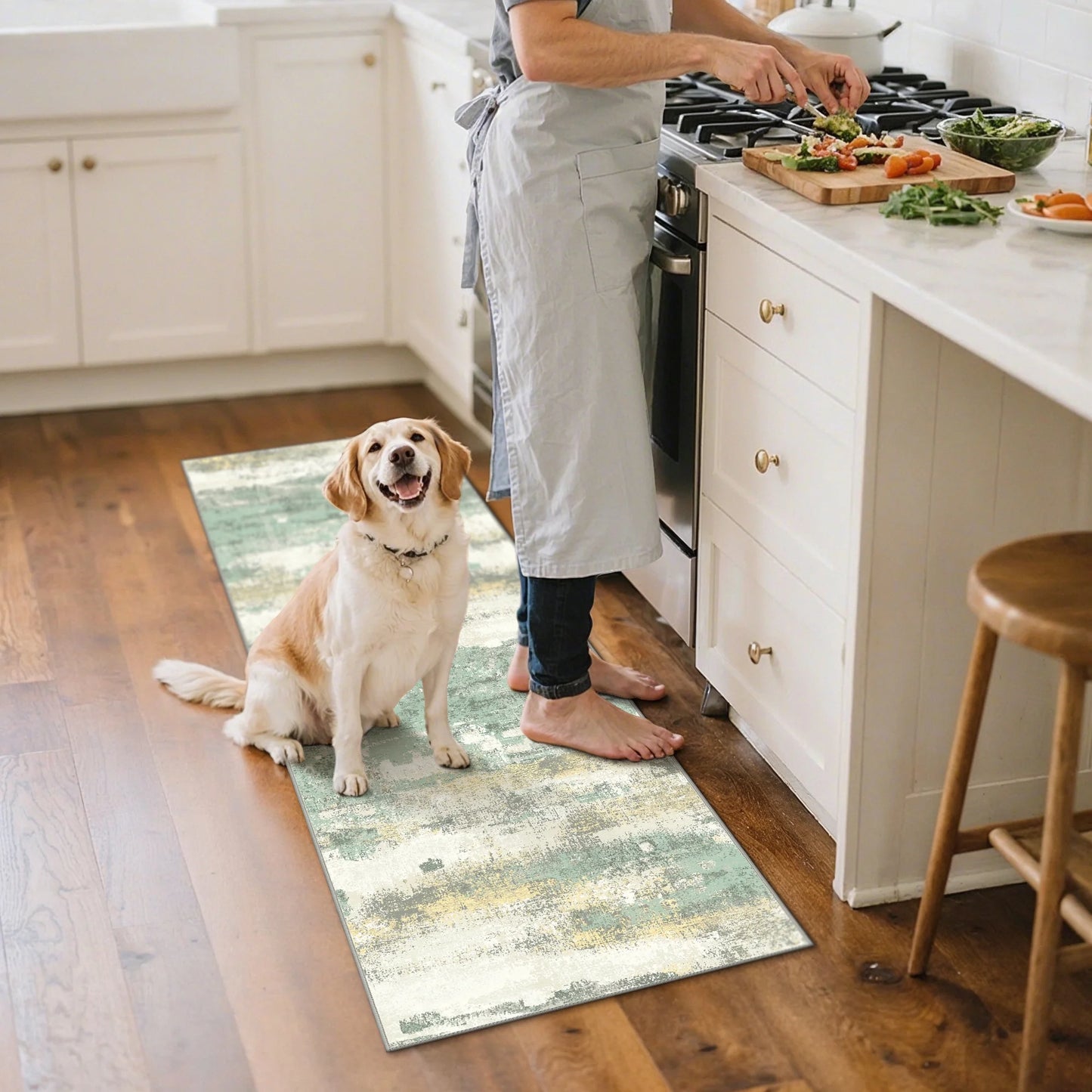 KUETH 2'x7' Area Rugs for Living Room, Non Slip Machine Washable Vintage Indoor Rug, Low Pile Print Rug for Bedroom Dining Room Home Office