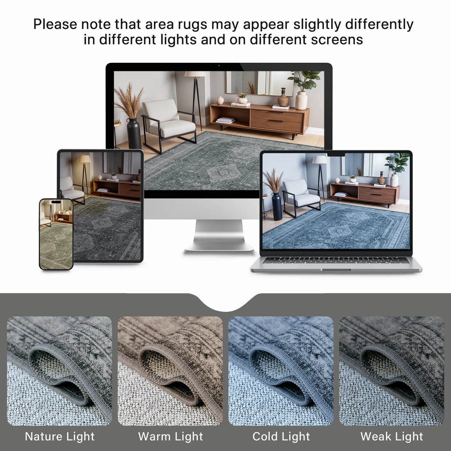 KUETH Area Rug 2'x3' Non-Slip Doormat Low Pile Machine Washable Rug, Chenille Small Door Mat, Suitable for Bedroom, Hallway, Kitchen and Bathroom, Gray