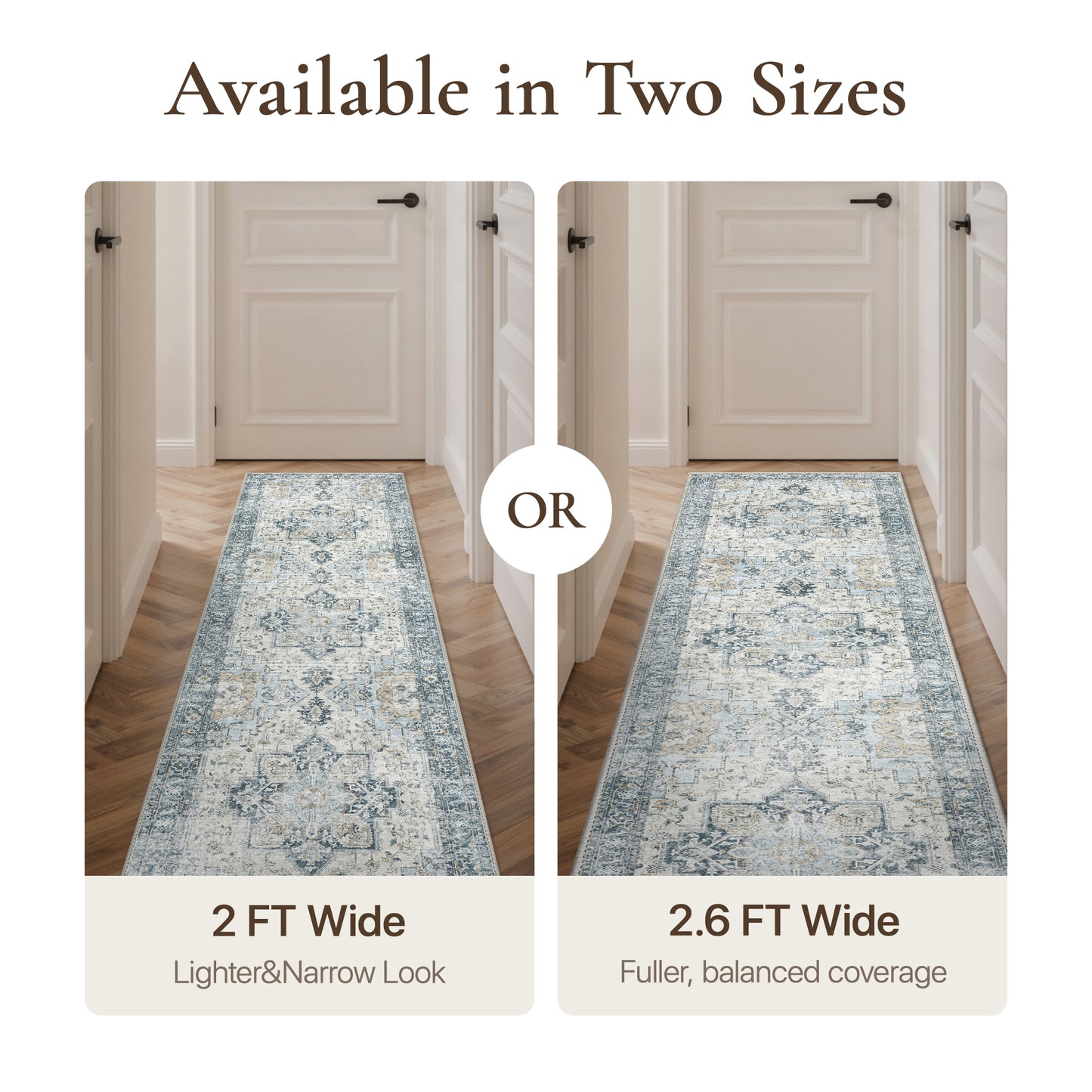 KUETH Modern 8x10 Area Rugs for Living Room, Non Slip Machine Washable Retro Rugs, Low Pile Chenille Print Rug for Bedroom, Dining Room, Home Office, Blue