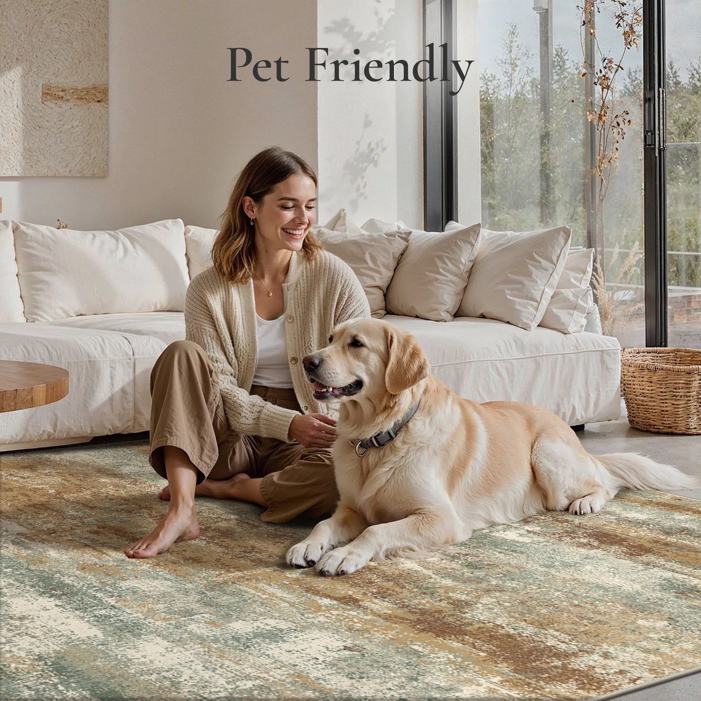 KUETH 5X7 Area Rugs Machine Washable Rugs for Living Room, Non Slip Throw Rug with Rubber Backing, Rug for Entryway、Bedroom、Kitchen、Floor and Dining Room