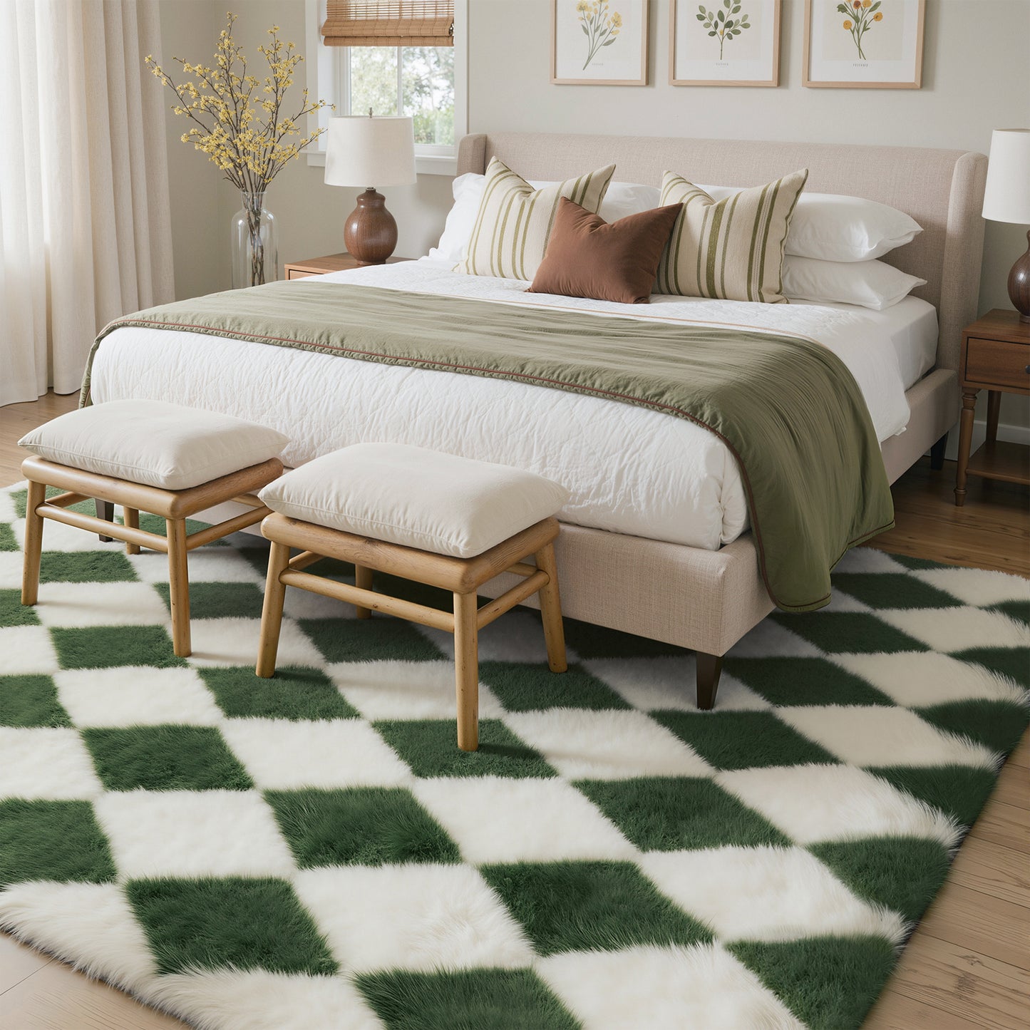 KUETH 8'x10' Fluffy Shag Washable Area Rug for Living Room Modern Geometric