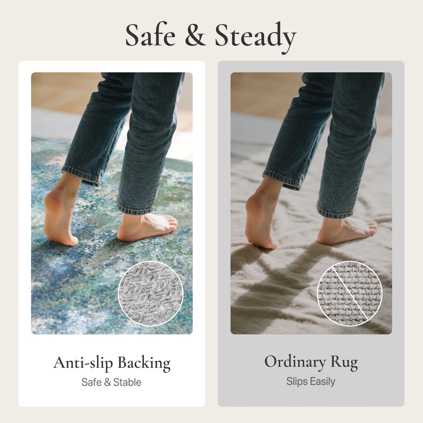 KUETH 5X7 Area Rugs Machine Washable Rugs for Living Room, Non Slip Throw Rug with Rubber Backing, Rug for Entryway、Bedroom、Kitchen、Floor and Dining Room