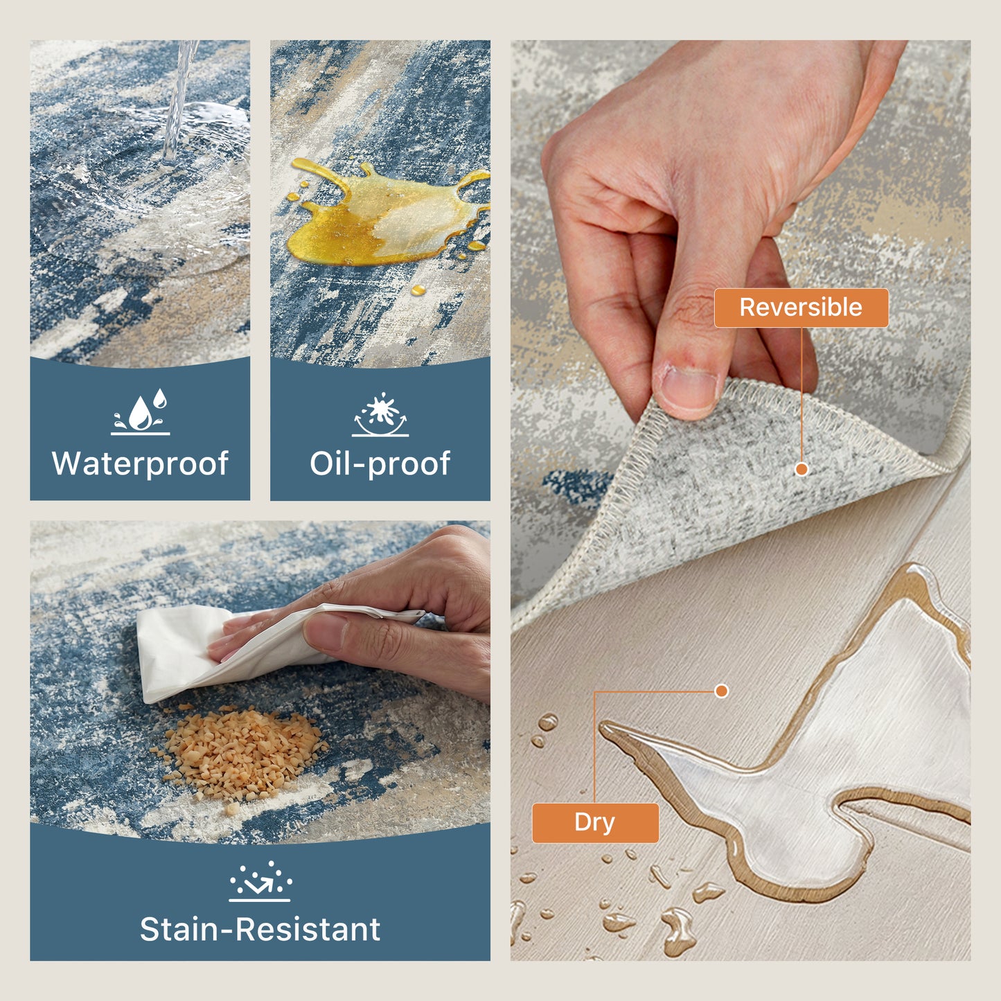 KUETH Kitchen Mats for Floor,Sets of 3 Non Slip Washable Abstract Kitchen Rugs 20"x32"+20"x48"+20"x59", Kitchen Runner Rug with Waterproof for Hallway, Laundry, Bathroon and Bedroom