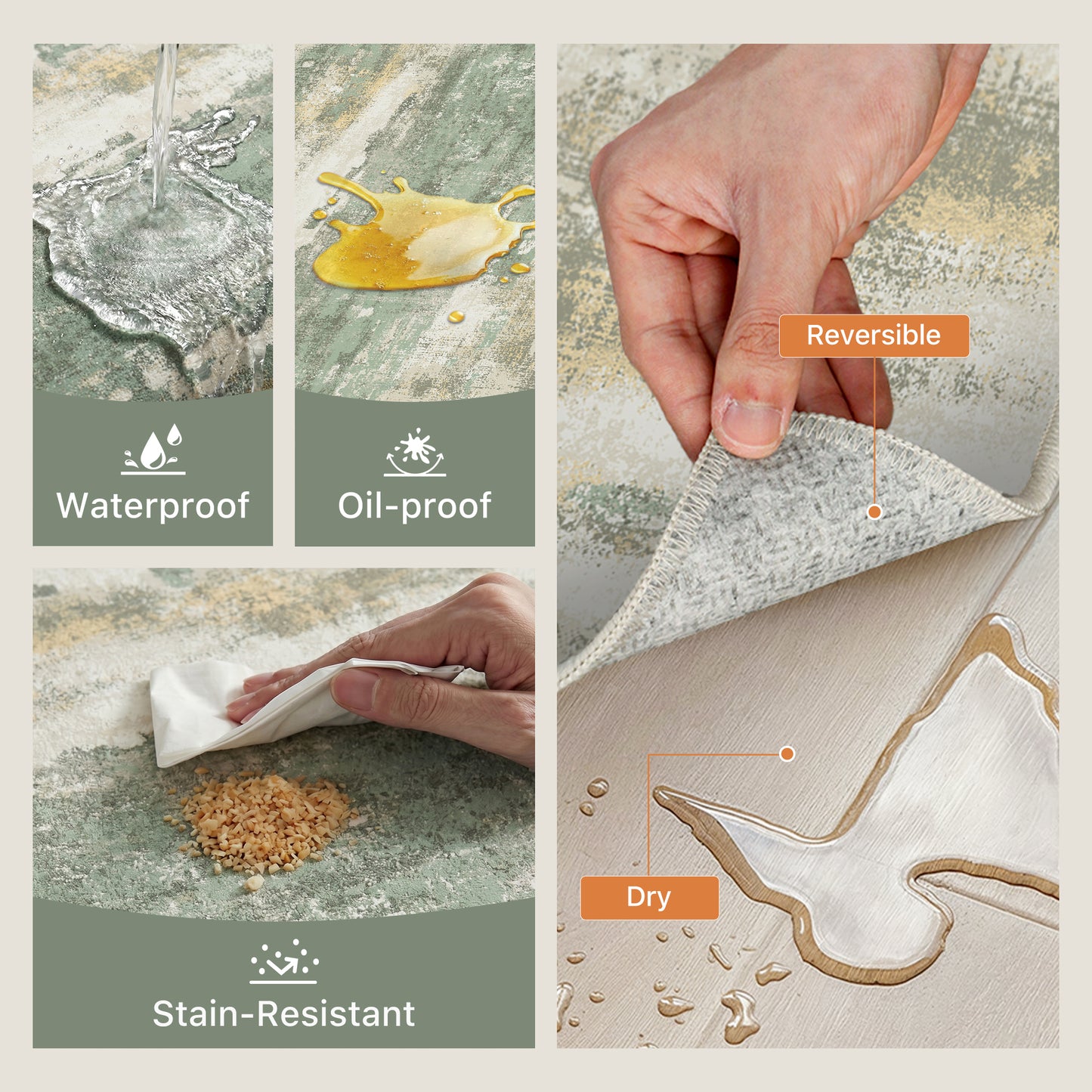 KUETH Kitchen Mats for Floor,Sets of 3 Non Slip Washable Abstract Kitchen Rugs 20"x32"+20"x48"+20"x59", Kitchen Runner Rug with Waterproof for Hallway, Laundry, Bathroon and Bedroom