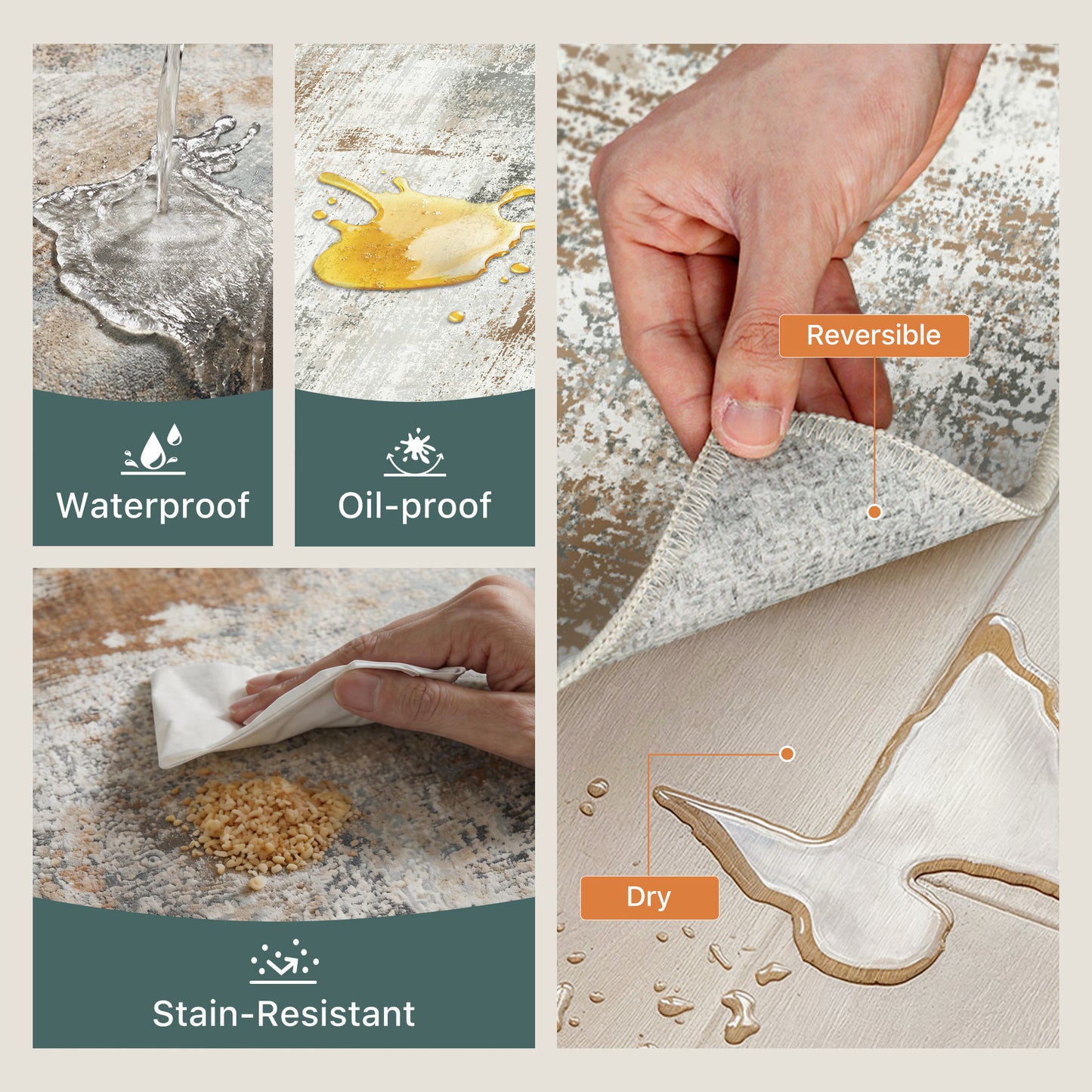 KUETH Kitchen Mats for Floor,Sets of 3 Non Slip Washable Abstract Kitchen Rugs 20"x32"+20"x48"+20"x59", Kitchen Runner Rug with Waterproof for Hallway, Laundry, Bathroon and Bedroom