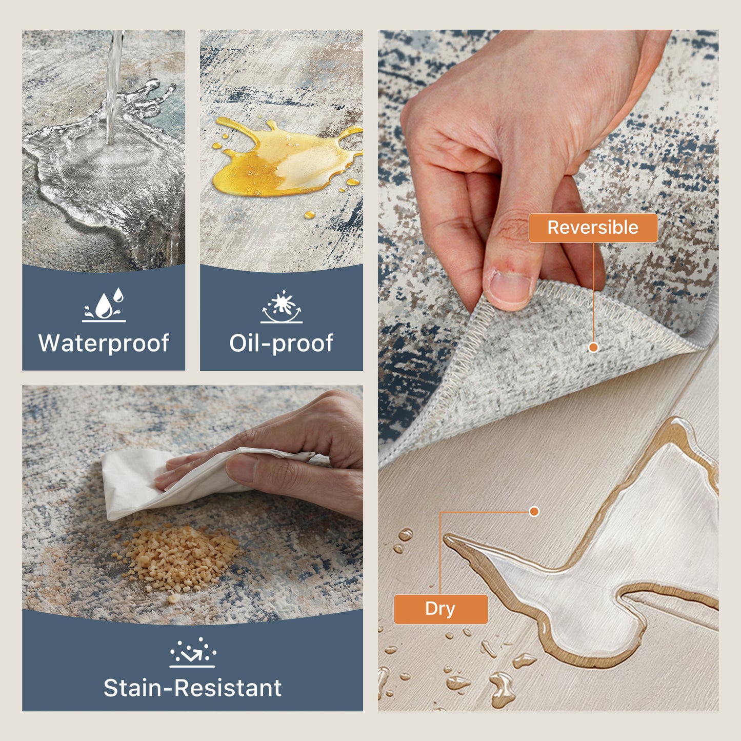 KUETH Kitchen Mats for Floor,Sets of 3 Non Slip Washable Abstract Kitchen Rugs 20"x32"+20"x48"+20"x59", Kitchen Runner Rug with Waterproof for Hallway, Laundry, Bathroon and Bedroom
