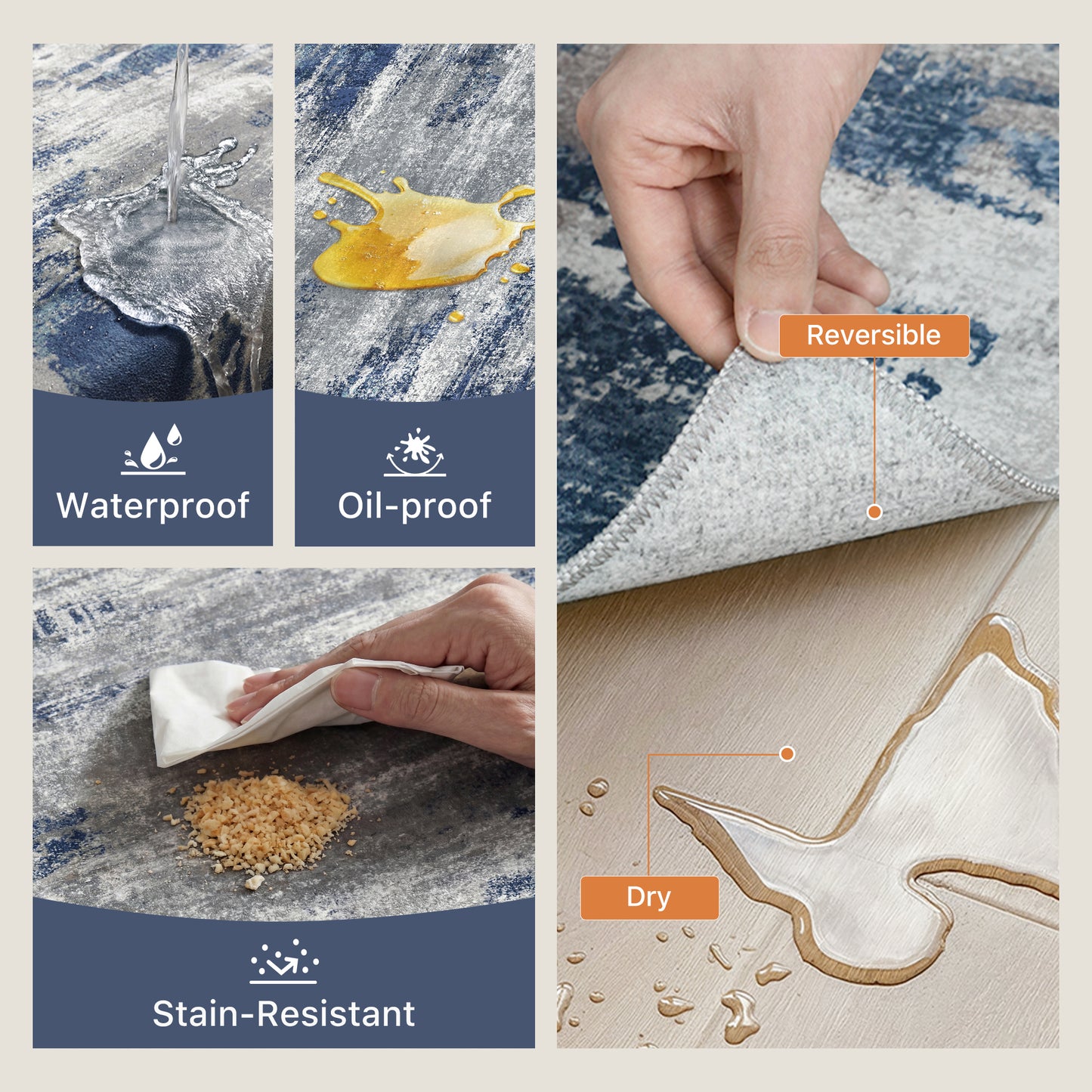 KUETH Kitchen Mats for Floor,Sets of 3 Non Slip Washable Abstract Kitchen Rugs 20"x32"+20"x48"+20"x59", Kitchen Runner Rug with Waterproof for Hallway, Laundry, Bathroon and Bedroom