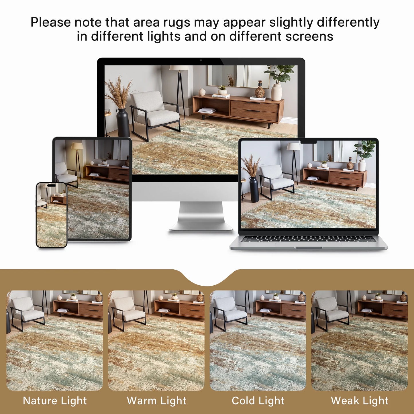 KUETH 5X7 Area Rugs Machine Washable Rugs for Living Room, Non Slip Throw Rug with Rubber Backing, Rug for Entryway、Bedroom、Kitchen、Floor and Dining Room