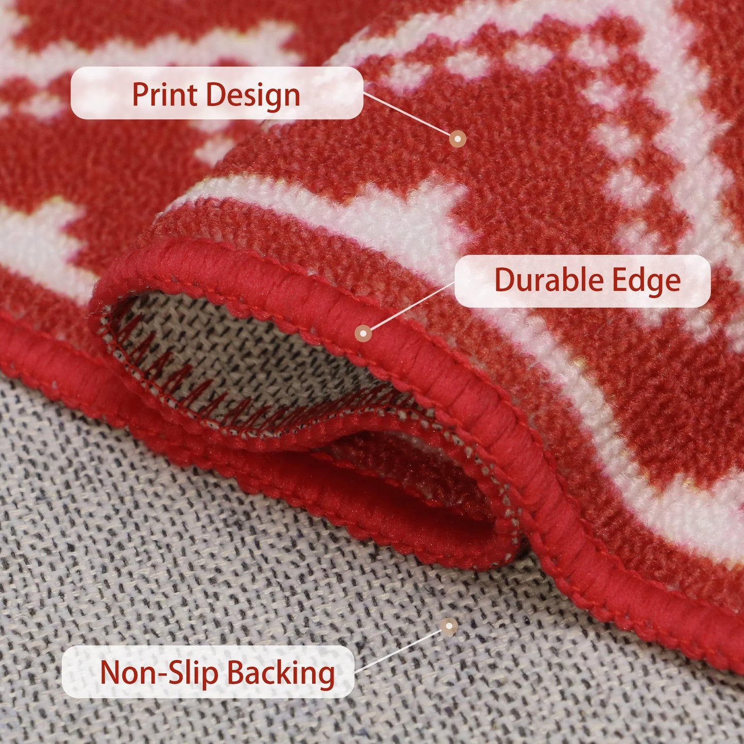 KUETH 2x5 Christmas Runner Rug, Machine Washable & Non-Slip for Kitchen
