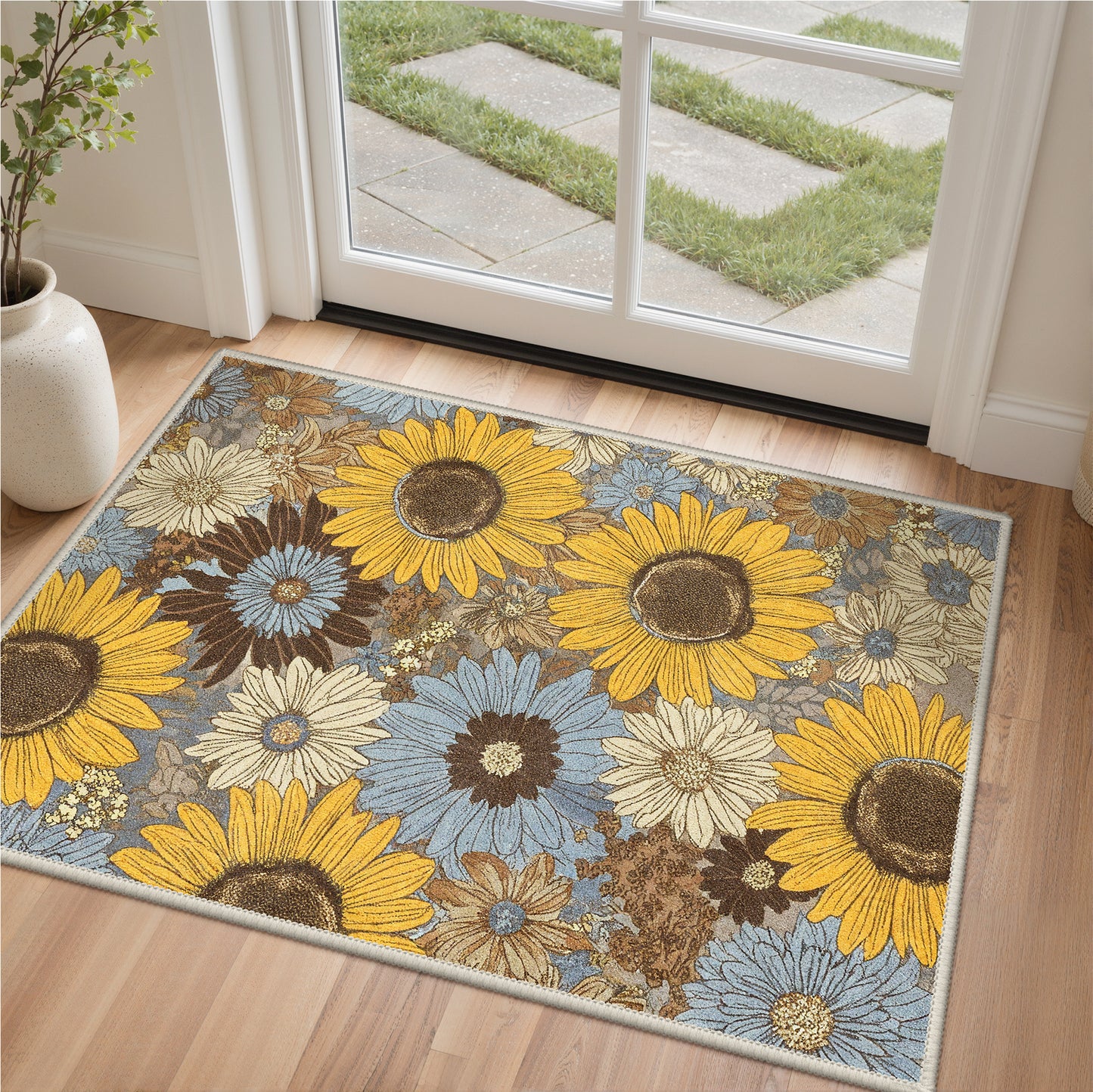 KUETH  Area Rugs Machine Washable Rugs for Living Room, Non Slip Throw Rug with Rubber Backing, Rug for Entryway、Bedroom、Kitchen、Floor and Dining Room