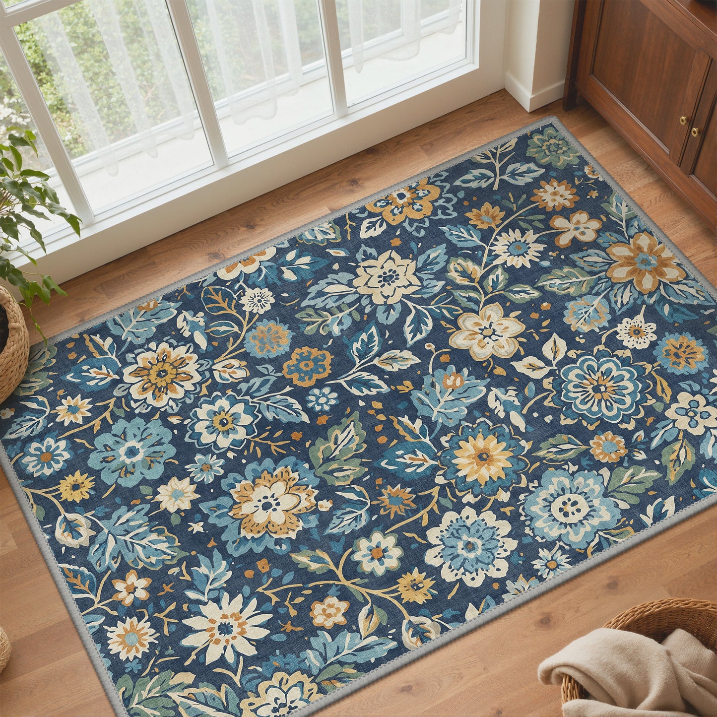 KUETH  Area Rugs Machine Washable Rugs for Living Room, Non Slip Throw Rug with Rubber Backing, Rug for Entryway、Bedroom、Kitchen、Floor and Dining Room
