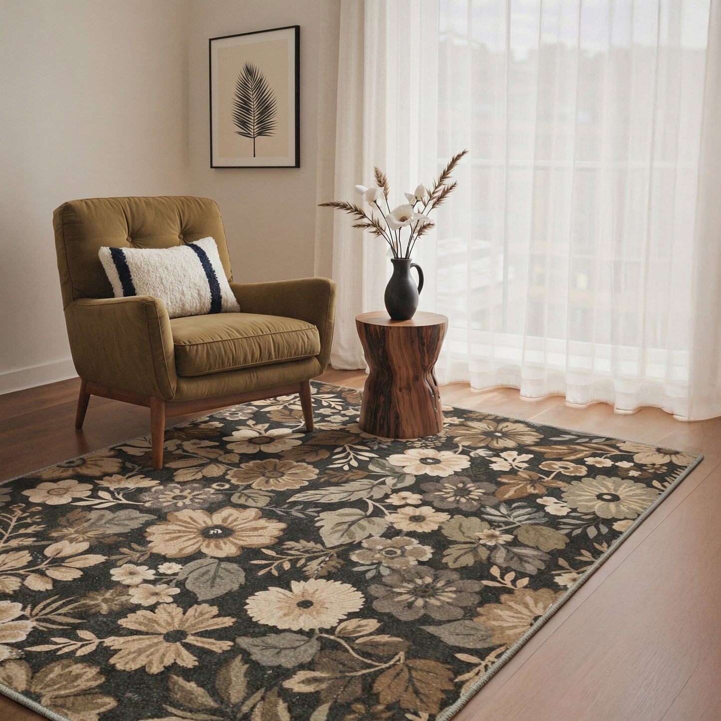KUETH  Area Rugs Machine Washable Rugs for Living Room, Non Slip Throw Rug with Rubber Backing, Rug for Entryway、Bedroom、Kitchen、Floor and Dining Room