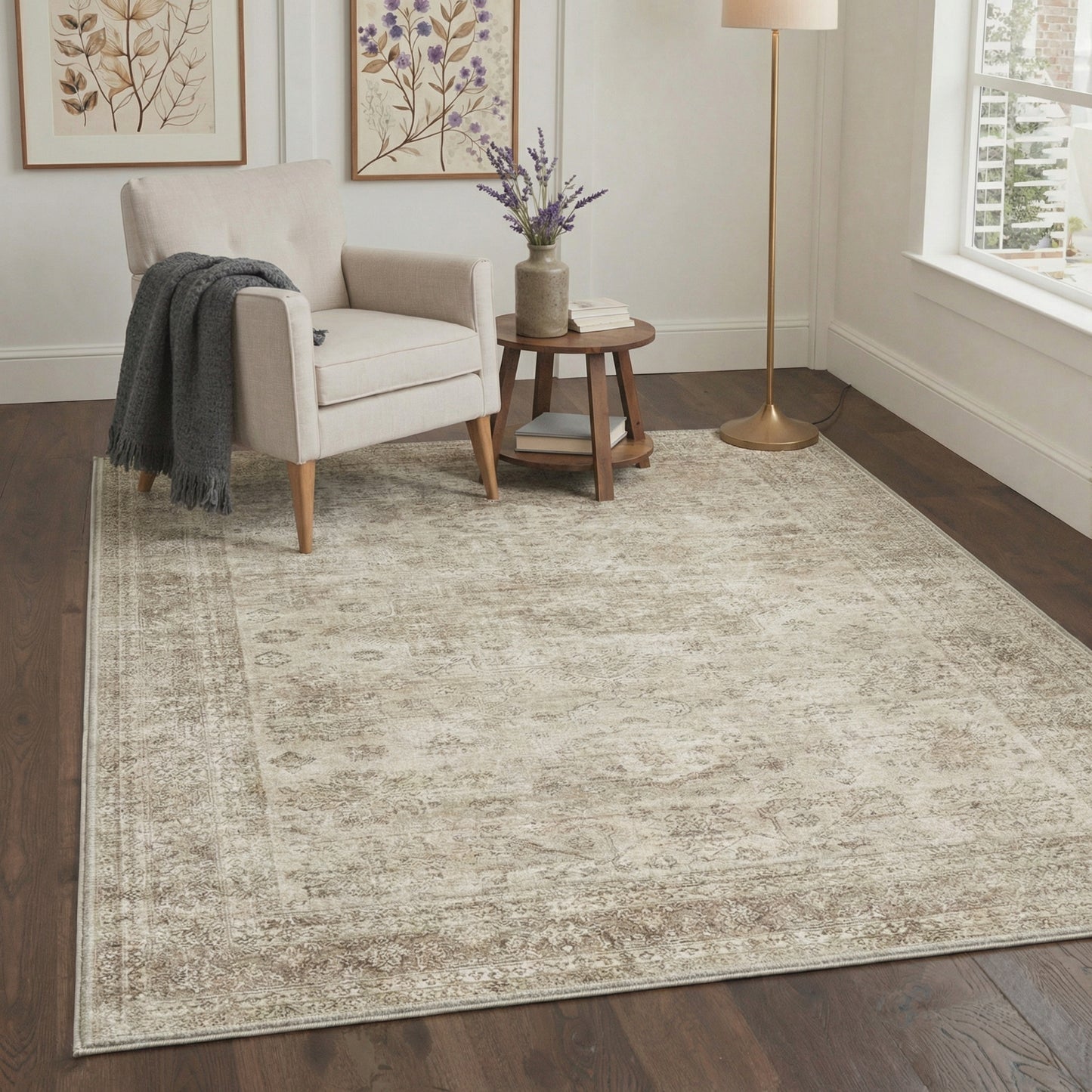KUETH  Area Rugs Machine Washable Rugs for Living Room, Non Slip Throw Rug with Rubber Backing, Rug for Entryway、Bedroom、Kitchen、Floor and Dining Room