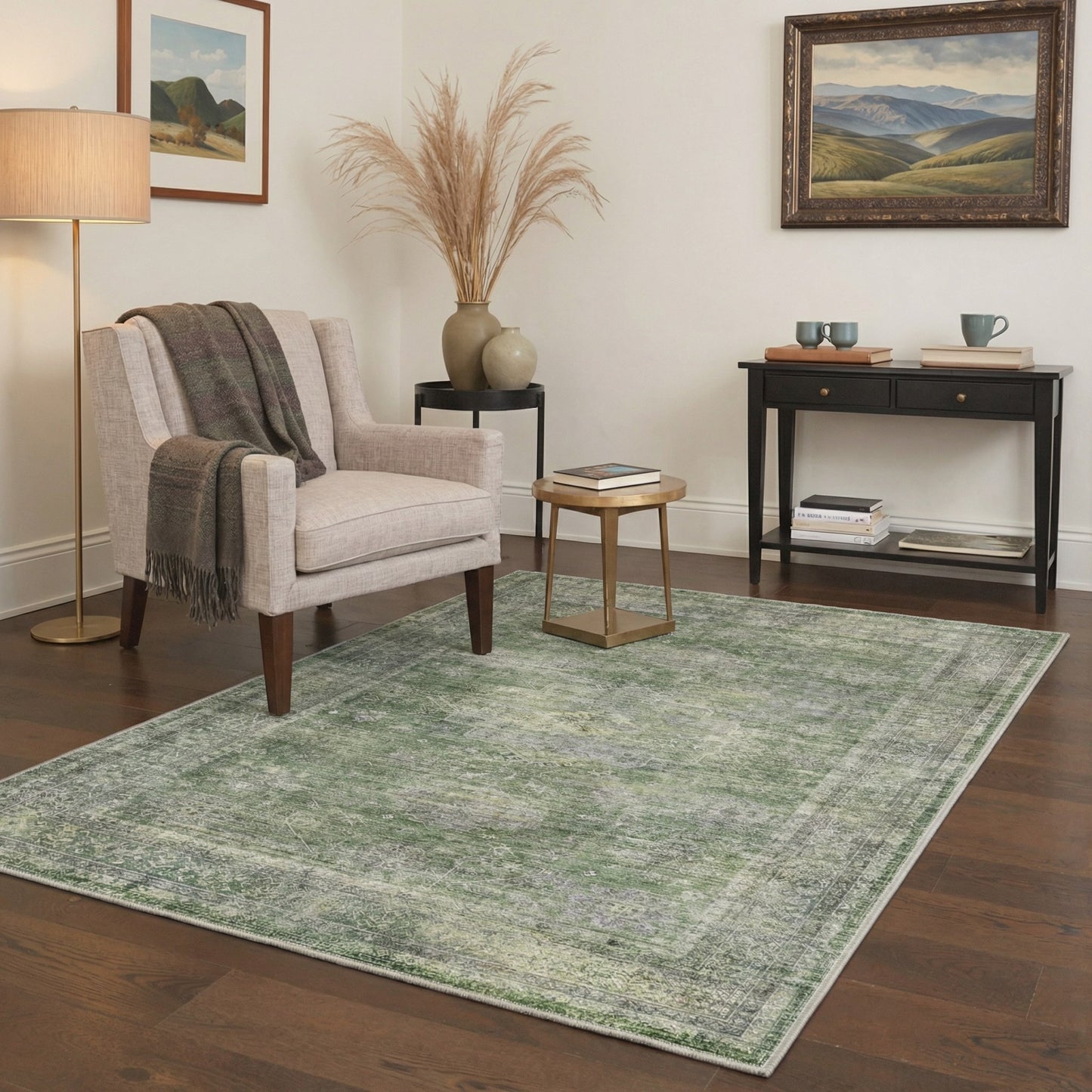 KUETH  Area Rugs Machine Washable Rugs for Living Room, Non Slip Throw Rug with Rubber Backing, Rug for Entryway、Bedroom、Kitchen、Floor and Dining Room