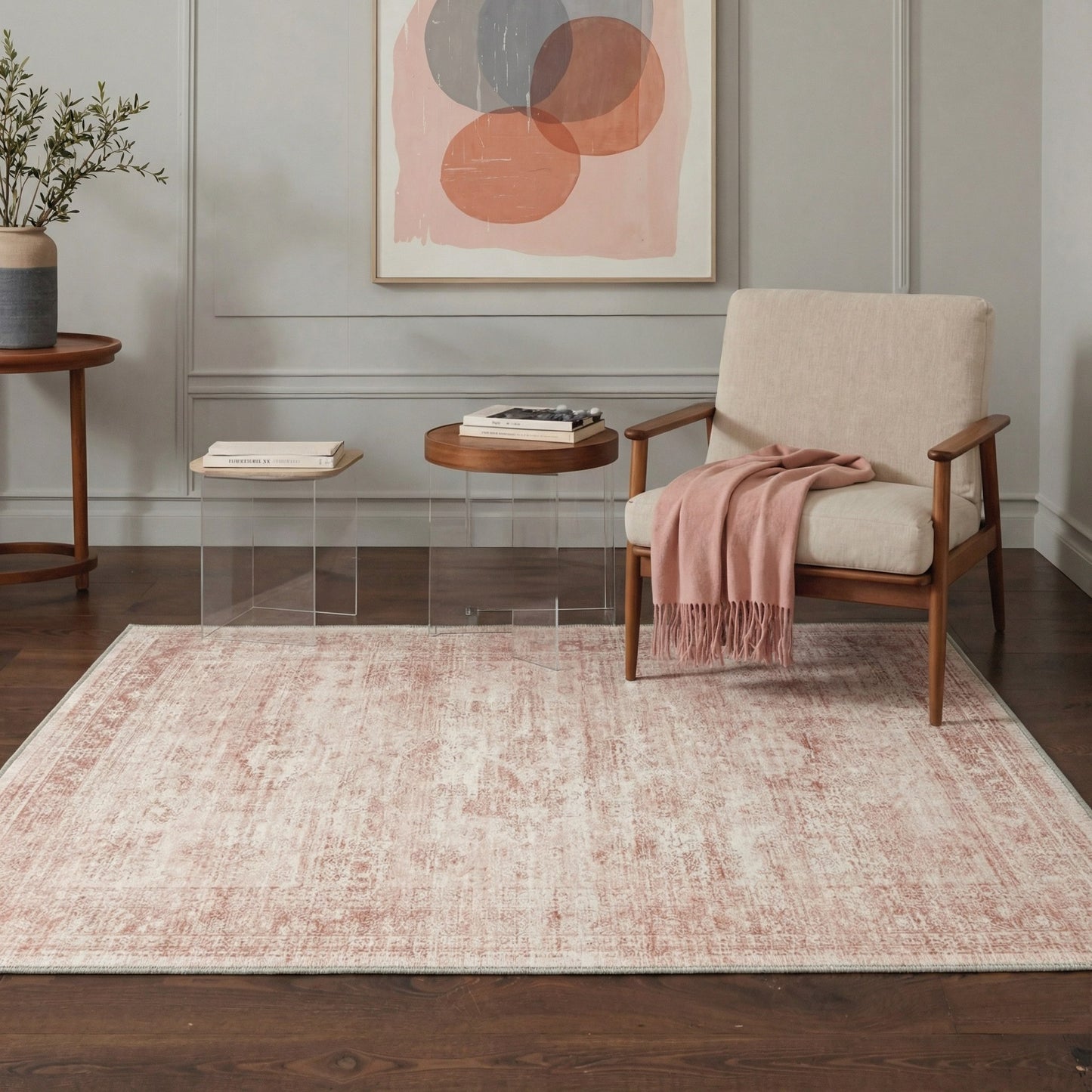 KUETH  Area Rugs Machine Washable Rugs for Living Room, Non Slip Throw Rug with Rubber Backing, Rug for Entryway、Bedroom、Kitchen、Floor and Dining Room