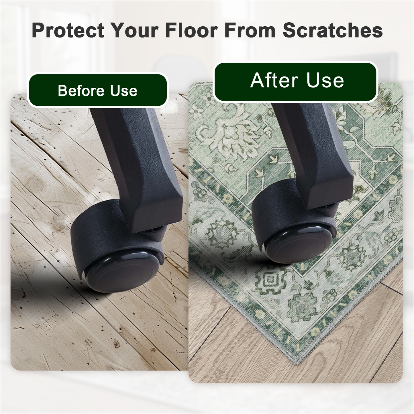 KUETH Protective Flooring Office Chair Mat for Hardwood Floor and Tile Floor, Heavy Duty Desk Chair Mat for Carpets, Anti Slip Office Floor Mats for Rolling Chairs, Low Pile Under Desk Rug