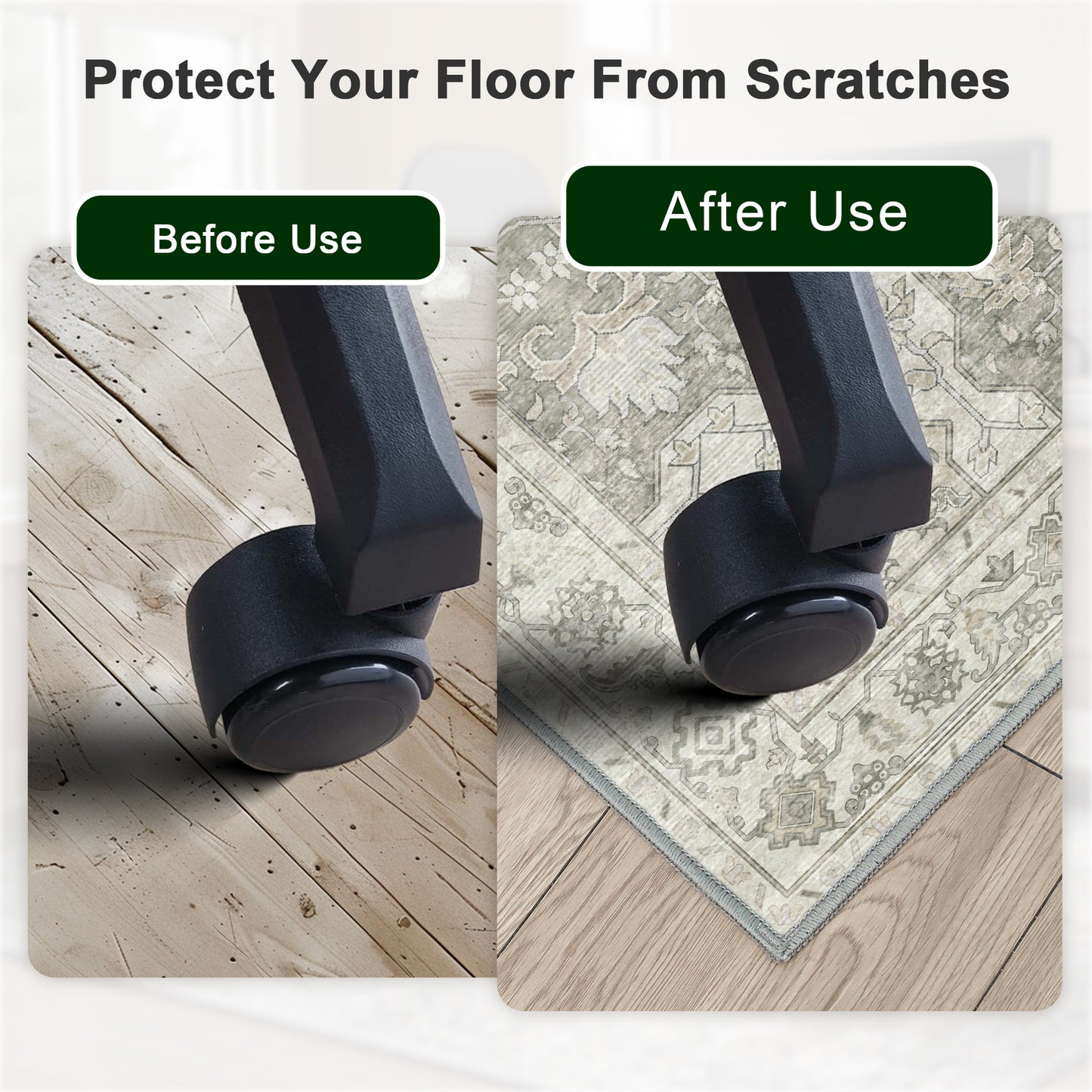 KUETH Protective Flooring Office Chair Mat for Hardwood Floor and Tile Floor, Heavy Duty Desk Chair Mat for Carpets, Anti Slip Office Floor Mats for Rolling Chairs, Low Pile Under Desk Rug