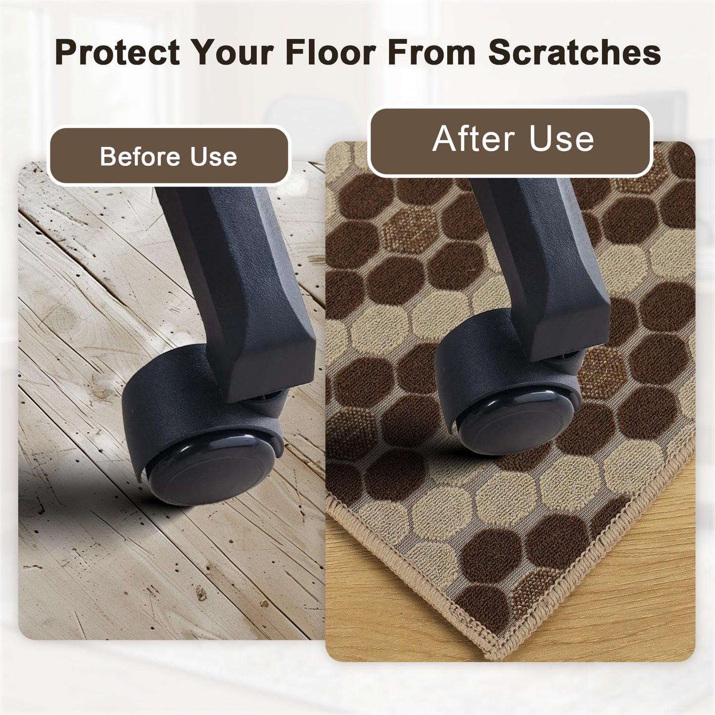 KUETH Protective Flooring Office Chair Mat for Hardwood Floor and Tile Floor, Heavy Duty Desk Chair Mat for Carpets, Anti Slip Office Floor Mats for Rolling Chairs, Low Pile Under Desk Rug