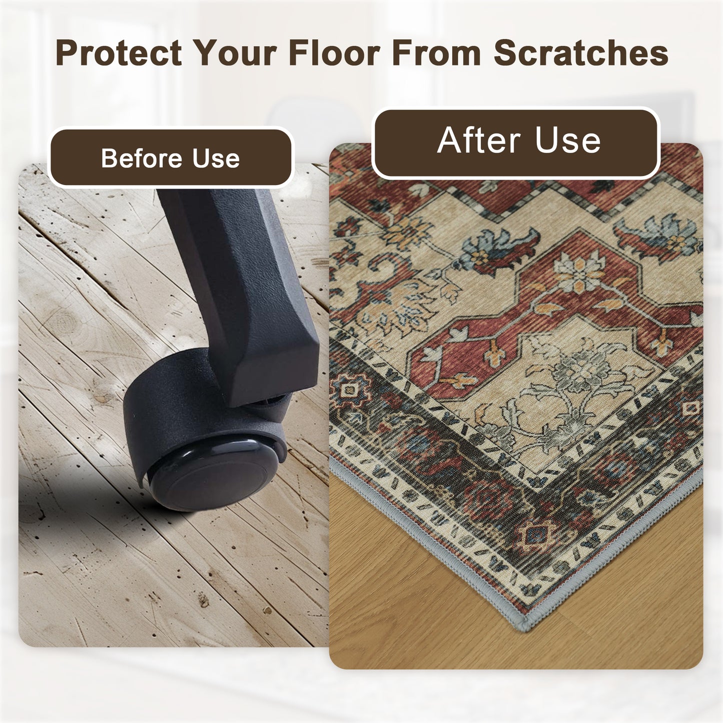 KUETH Protective Flooring Office Chair Mat for Hardwood Floor and Tile Floor, Heavy Duty Desk Chair Mat for Carpets, Anti Slip Office Floor Mats for Rolling Chairs, Low Pile Under Desk Rug