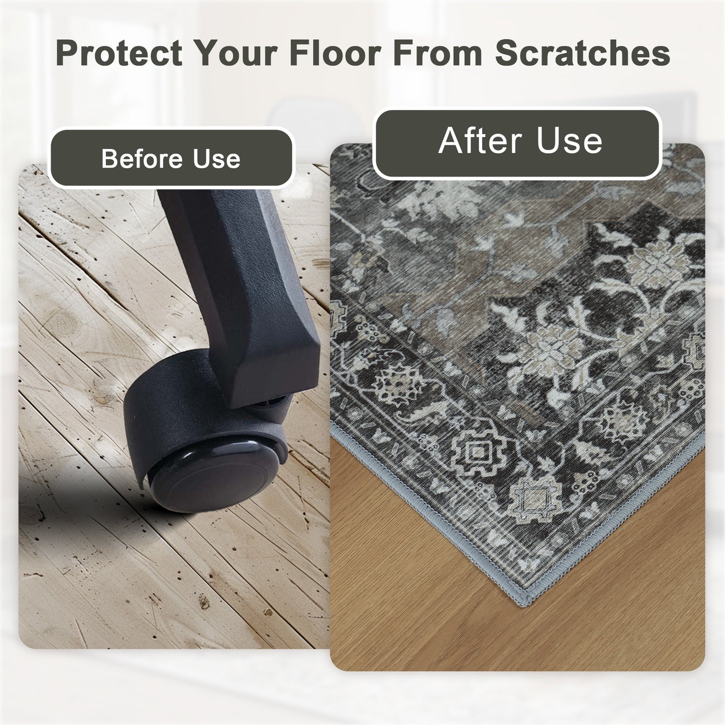 KUETH Protective Flooring Office Chair Mat for Hardwood Floor and Tile Floor, Heavy Duty Desk Chair Mat for Carpets, Anti Slip Office Floor Mats for Rolling Chairs, Low Pile Under Desk Rug
