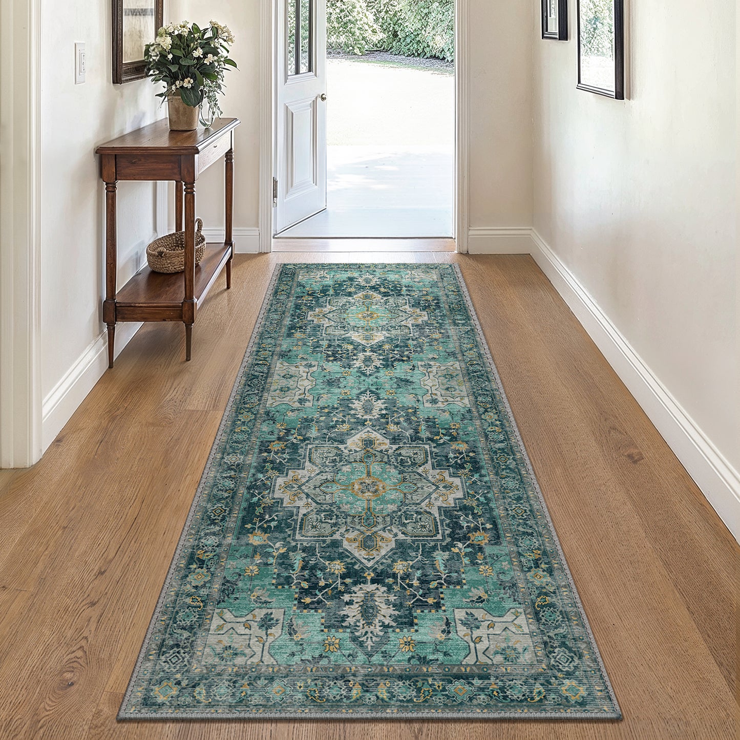 KUETH  Area Rugs for Living Room, Non Slip Machine Washable Retro Rugs, Ultra-thin Print Rug for Bedroom, Dining Room, Home Office.