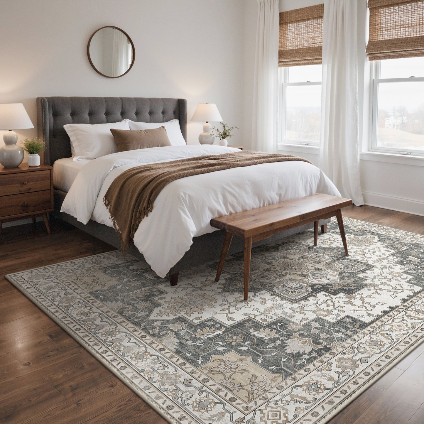 KUETH  Area Rugs Machine Washable Rugs for Living Room, Non Slip Throw Rug with Rubber Backing, Rug for Entryway、Bedroom、Kitchen、Floor and Dining Room