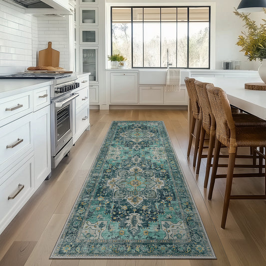 KUETH  Area Rugs for Living Room, Non Slip Machine Washable Retro Rugs, Ultra-thin Print Rug for Bedroom, Dining Room, Home Office.