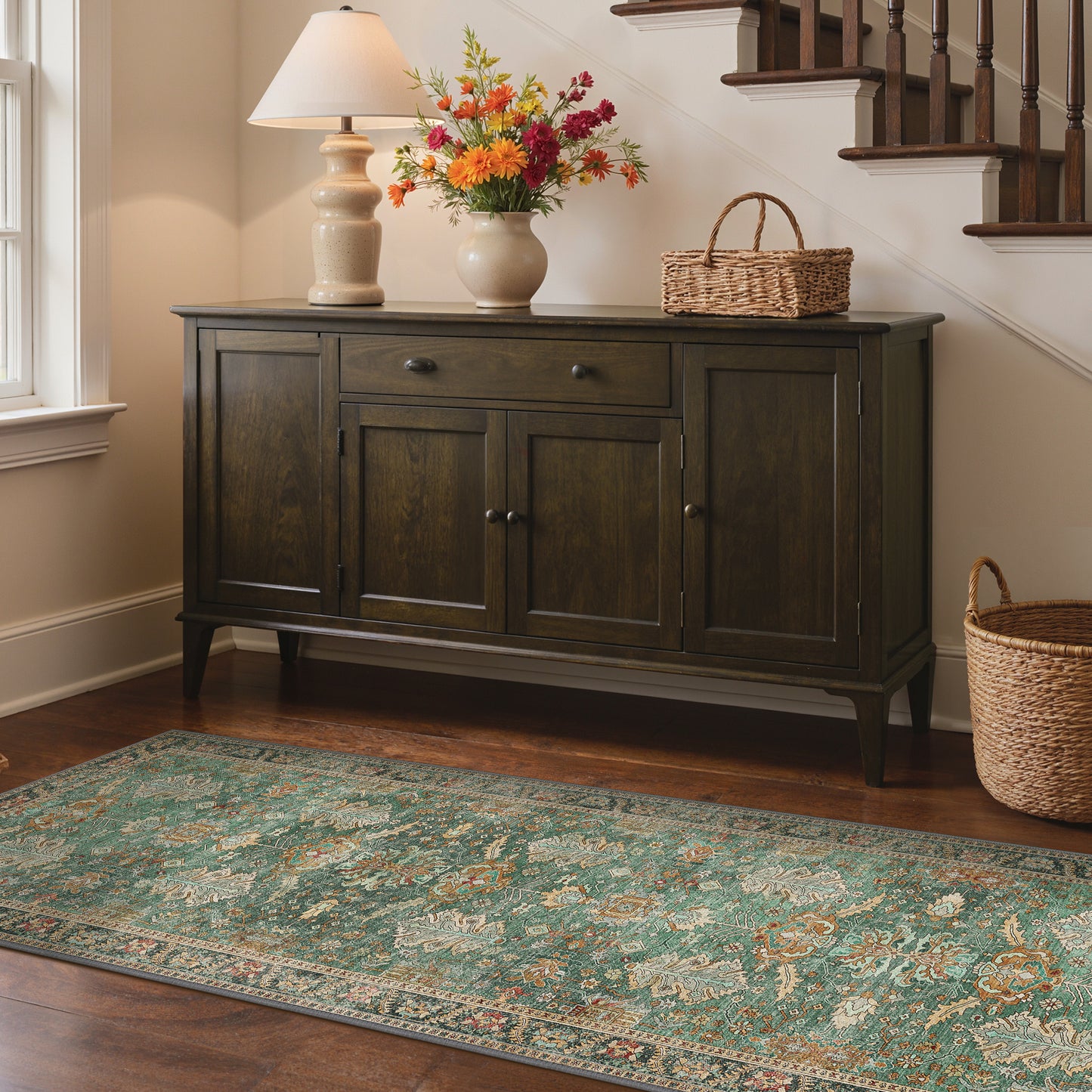 KUETH  Area Rugs Machine Washable Rugs for Living Room, Non Slip Throw Rug with Rubber Backing, Rug for Entryway、Bedroom、Kitchen、Floor and Dining Room