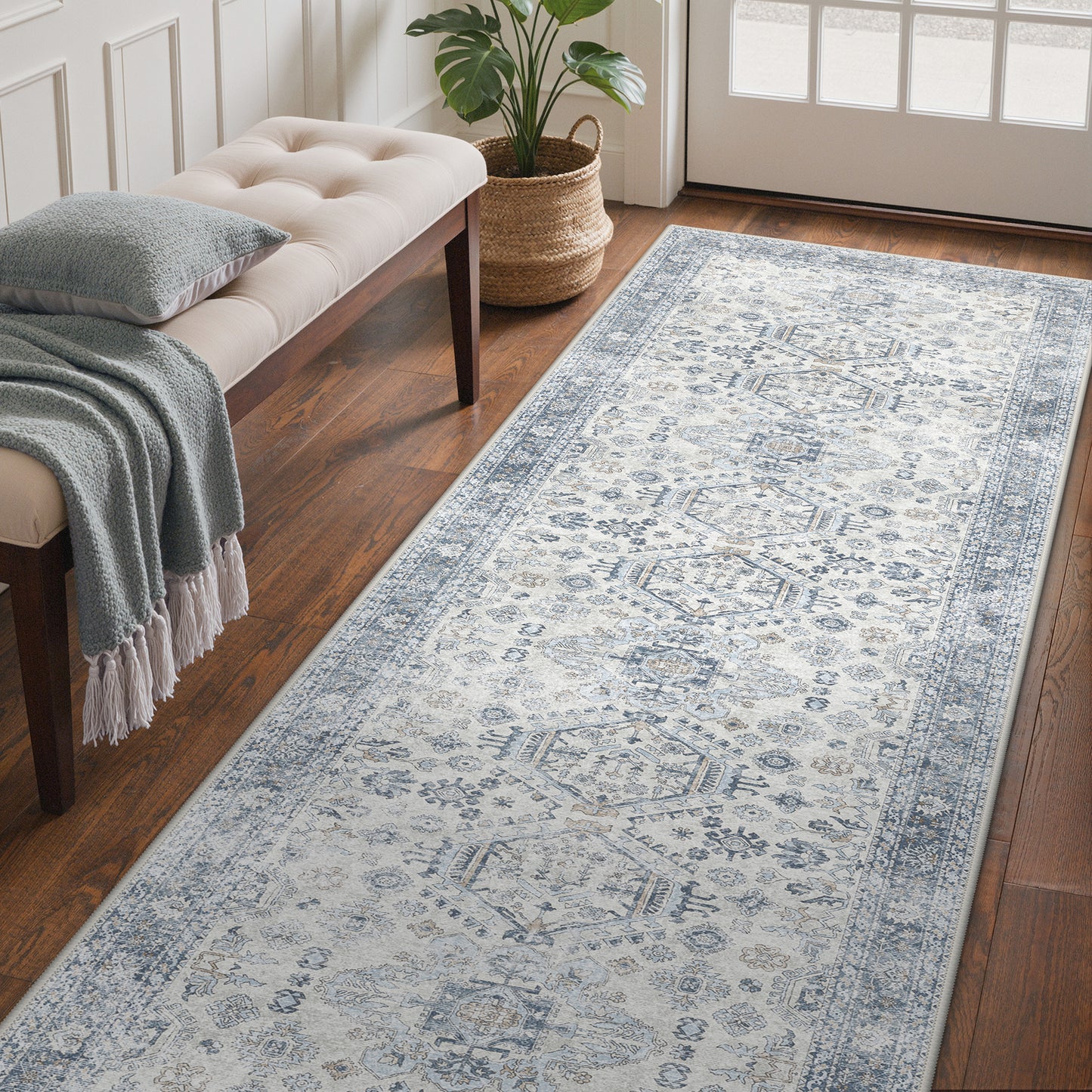 KUETH  Area Rugs Machine Washable Rugs for Living Room, Non Slip Throw Rug with Rubber Backing, Rug for Entryway、Bedroom、Kitchen、Floor and Dining Room